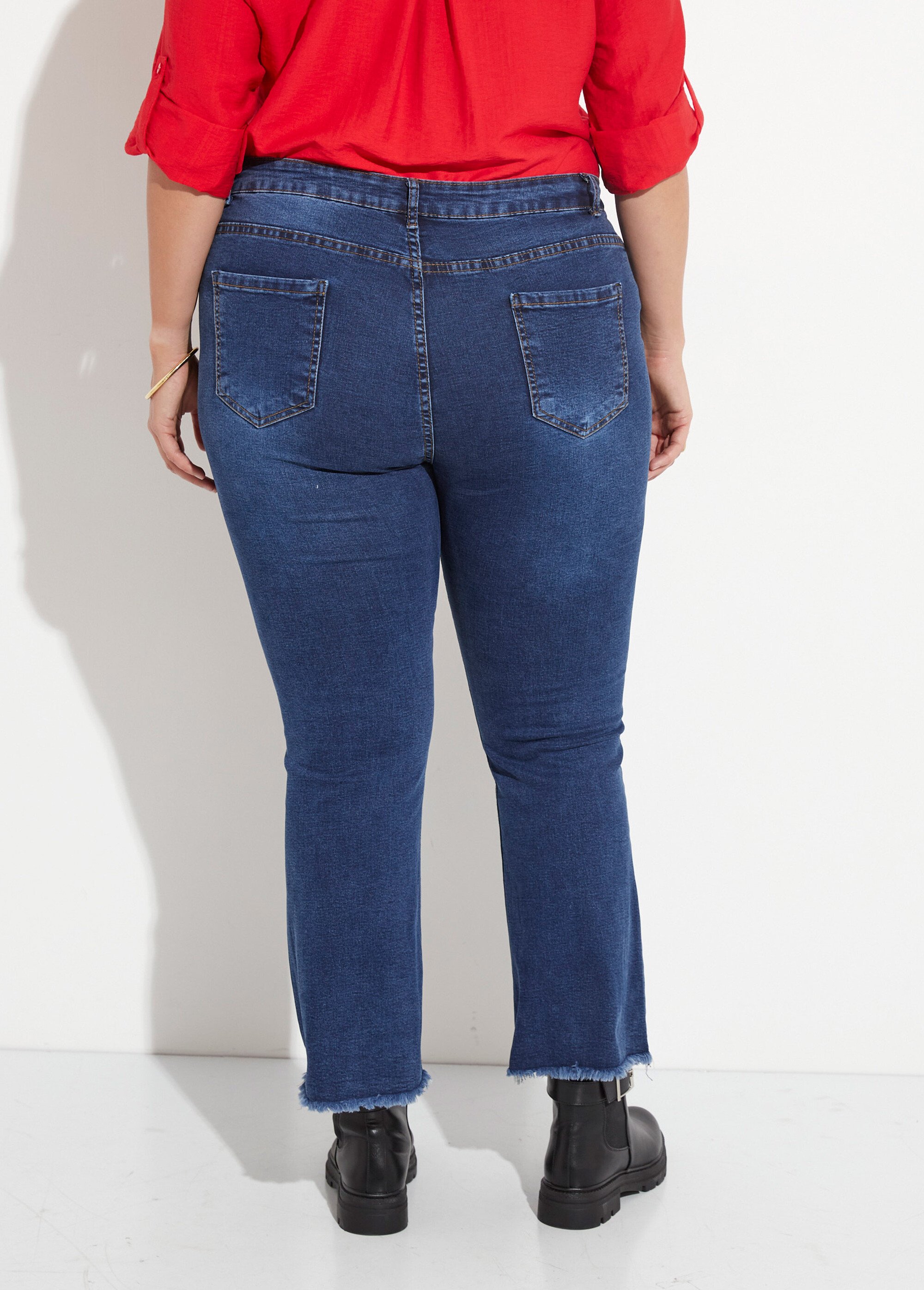 Jean 5 poches stretch 7/8e bas effiloché Femme Grande Taille Cuivré CHY-1323 DO1