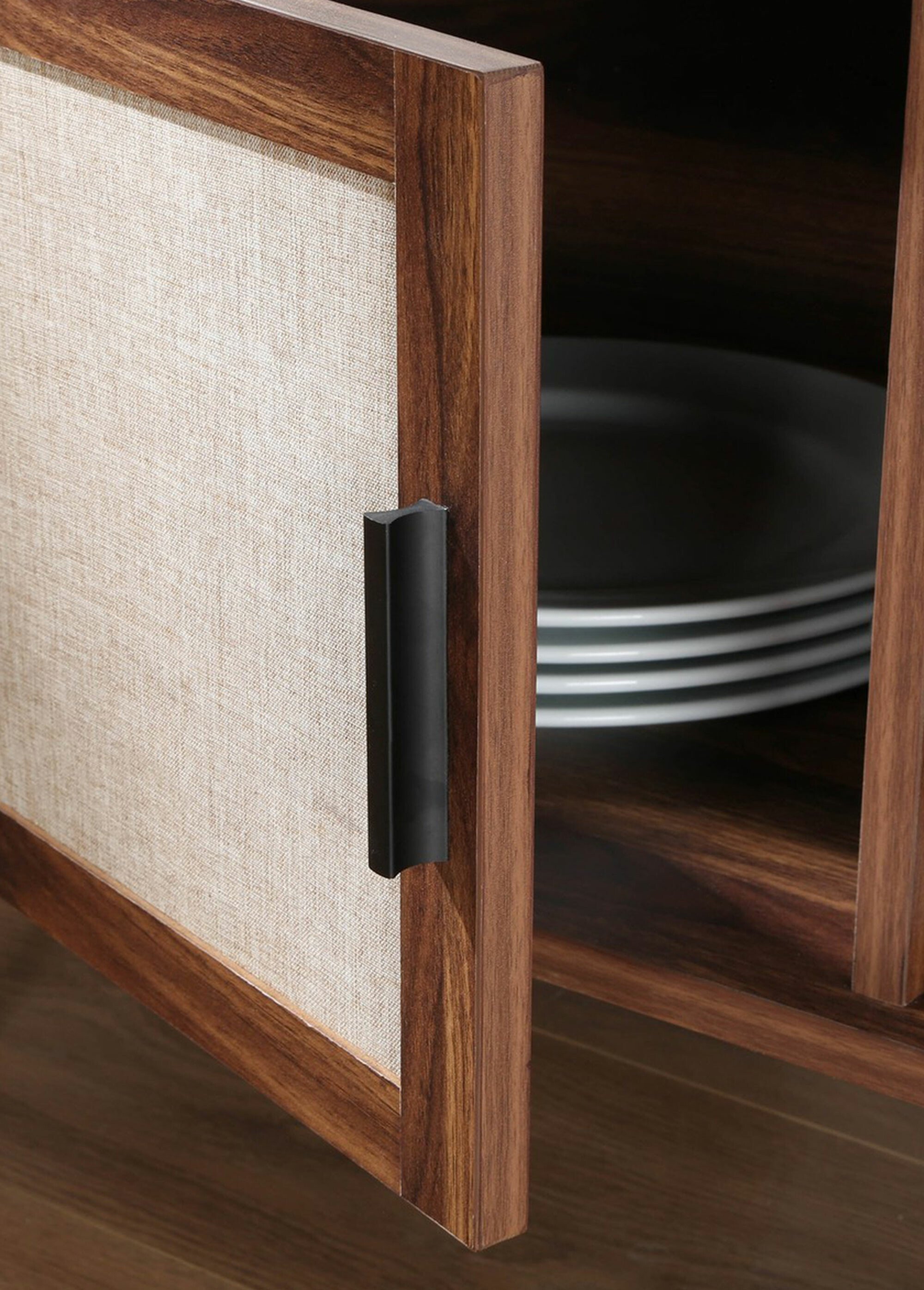 JETSON Meuble TV tissu et effet noyer MARRON CAL-14298133 DE1