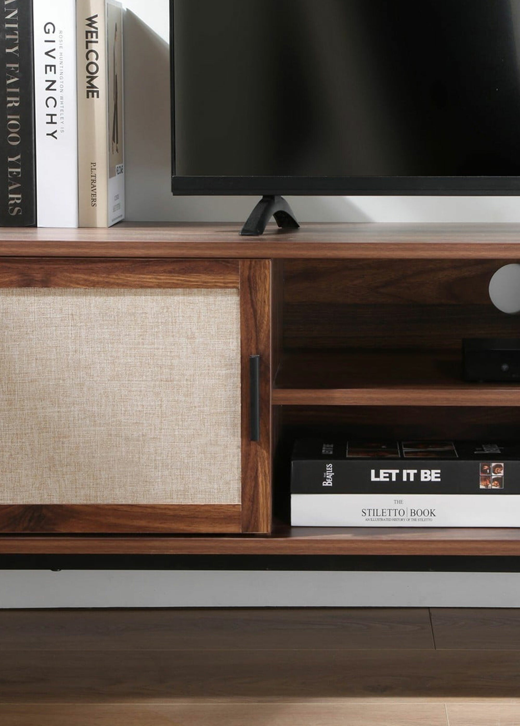 JETSON Meuble TV tissu et effet noyer MARRON CAL-14298133 DE2