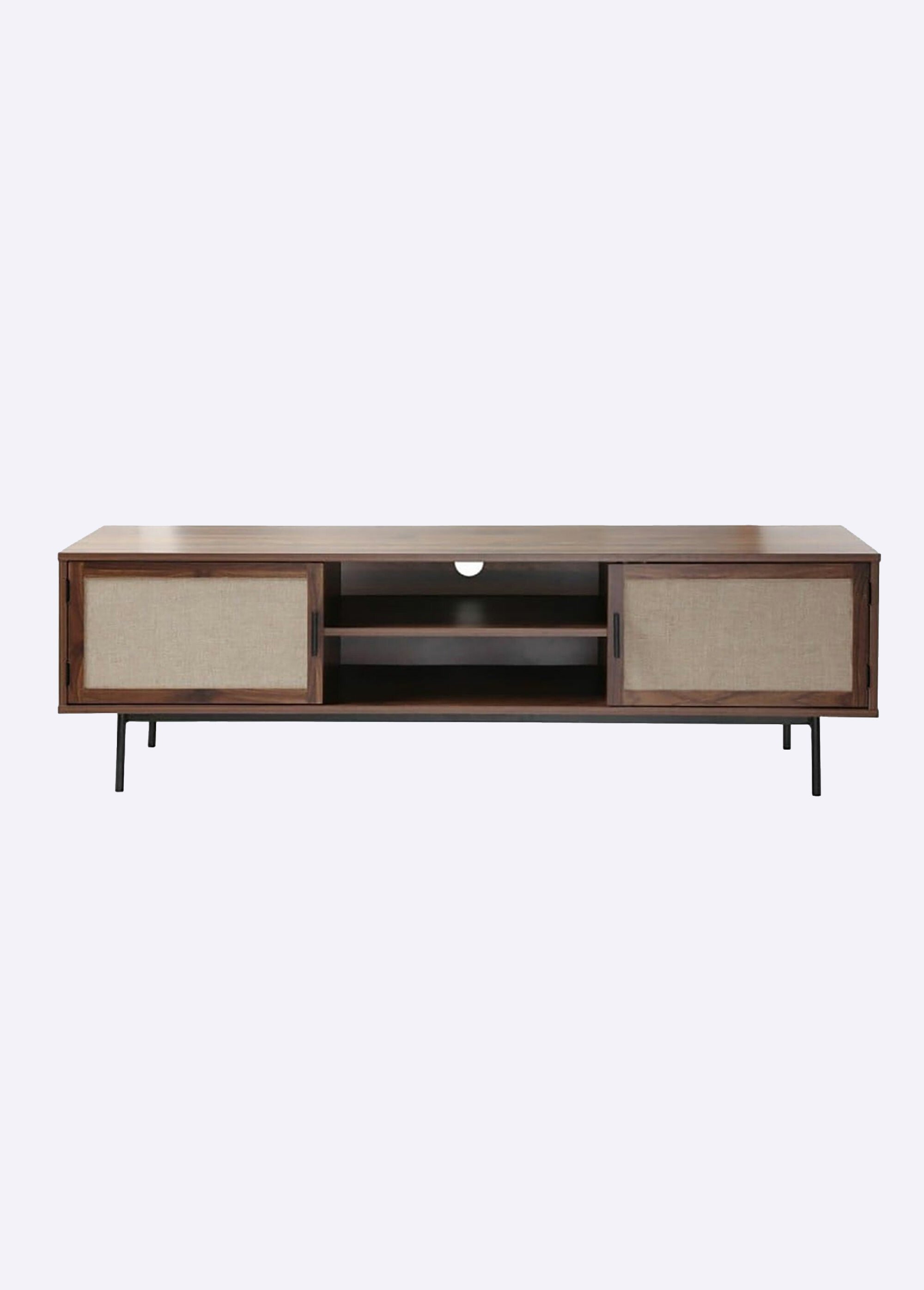 JETSON Meuble TV tissu et effet noyer MARRON CAL-14298133 FA1