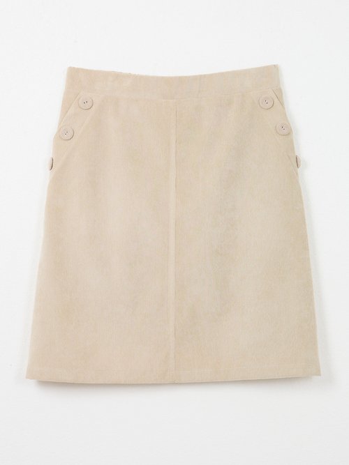 Jupe courte droite velours milleraies ceinture semi-élastiquée Femme Beige LUCIA AP1