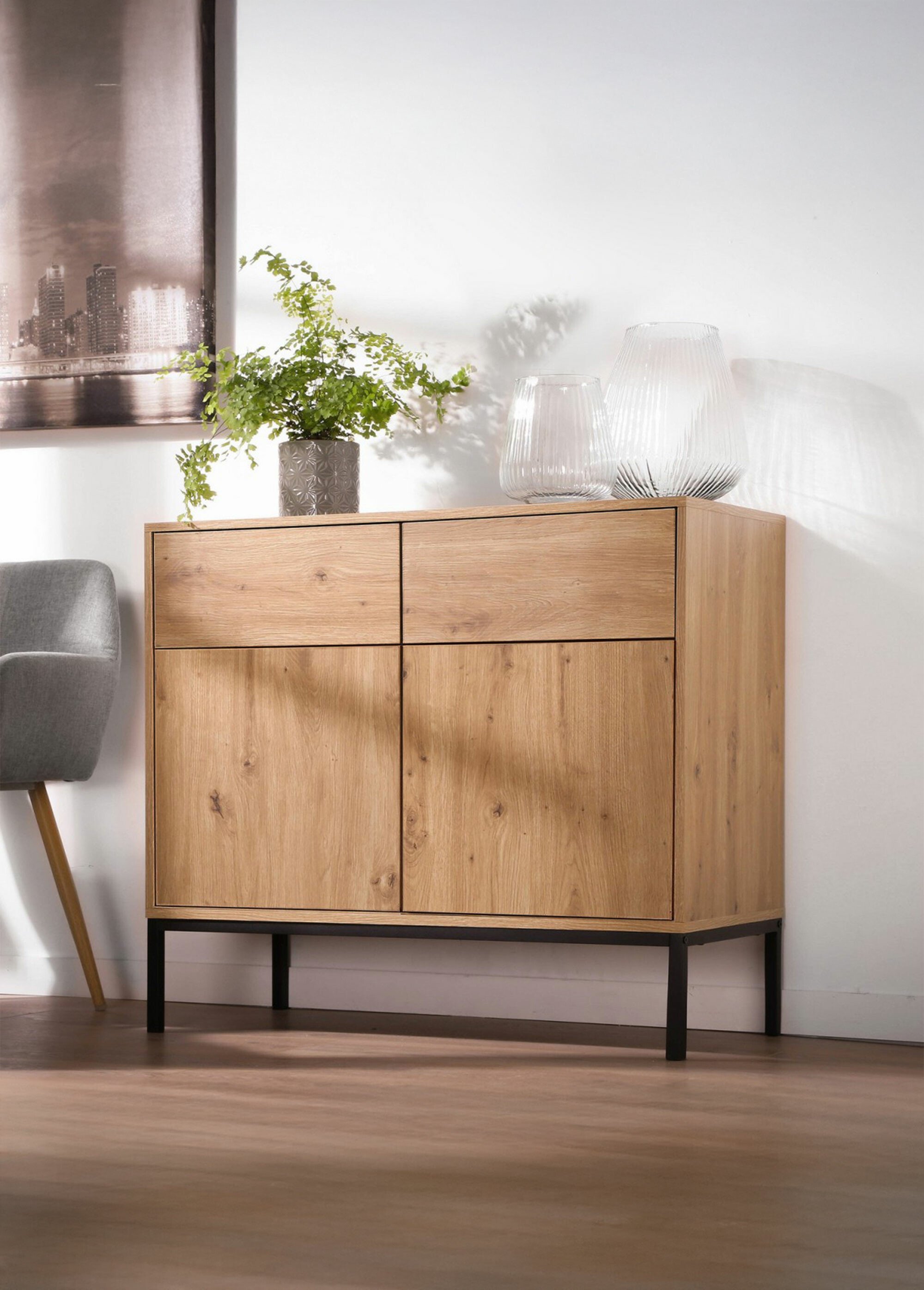 LENNY Buffet 2 portes système push/pull MARRON CAL-13545133 SI1