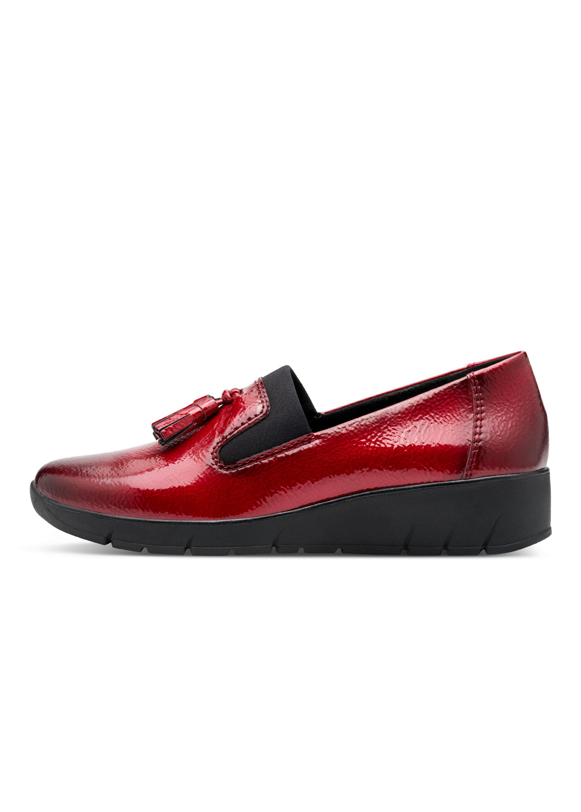 Mocassins vernis compensés à glands Femme Rouge JAN82466845 GA1