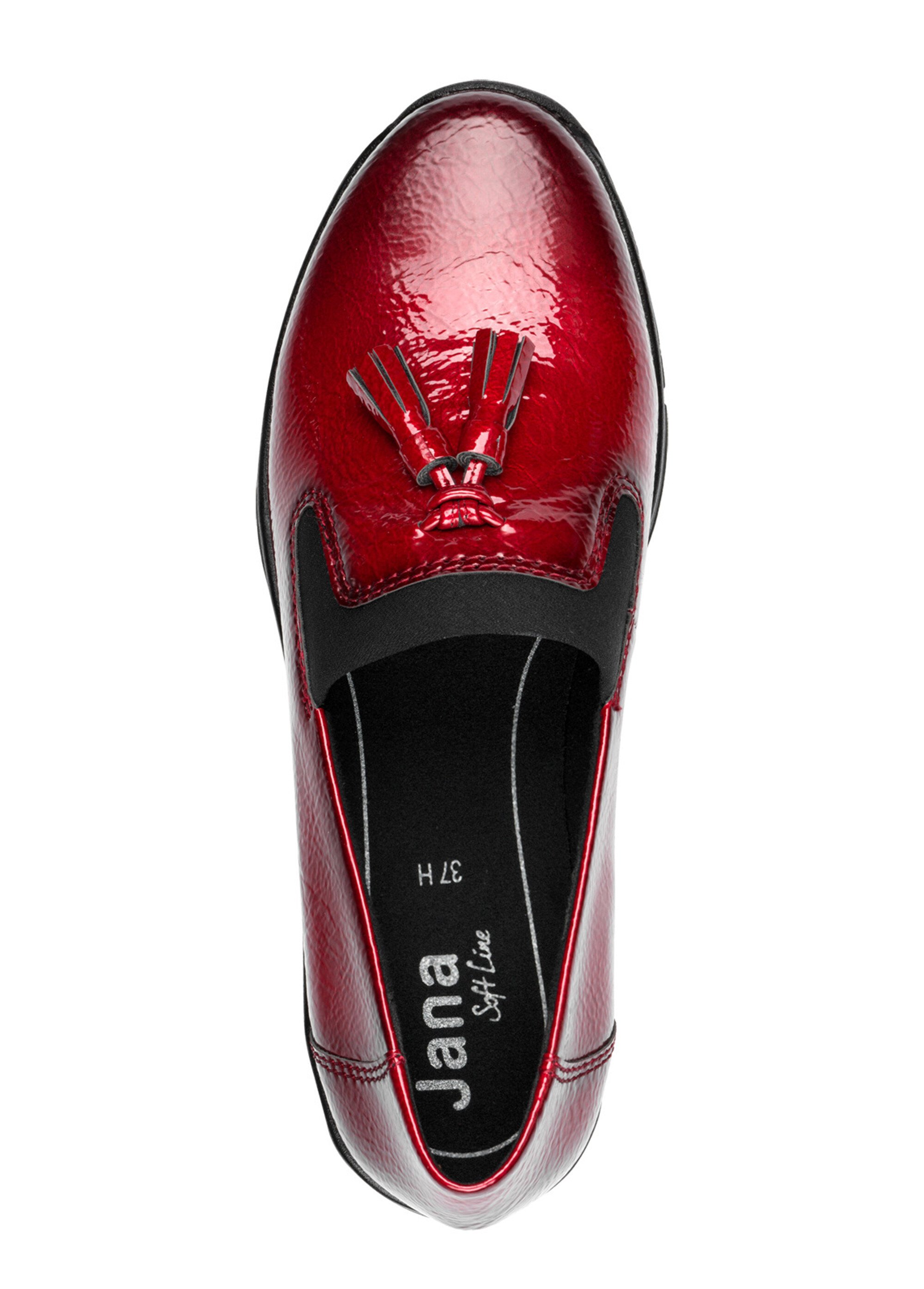 Mocassins vernis compensés à glands Femme Rouge JAN82466845 OV1