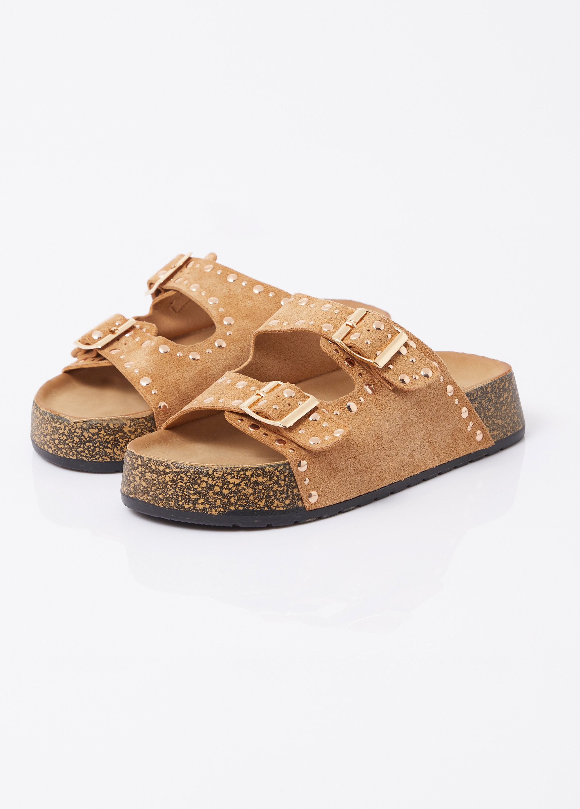 Mules anatomiques suédine, détails clous Femme Marron ERYLS-621 DE1