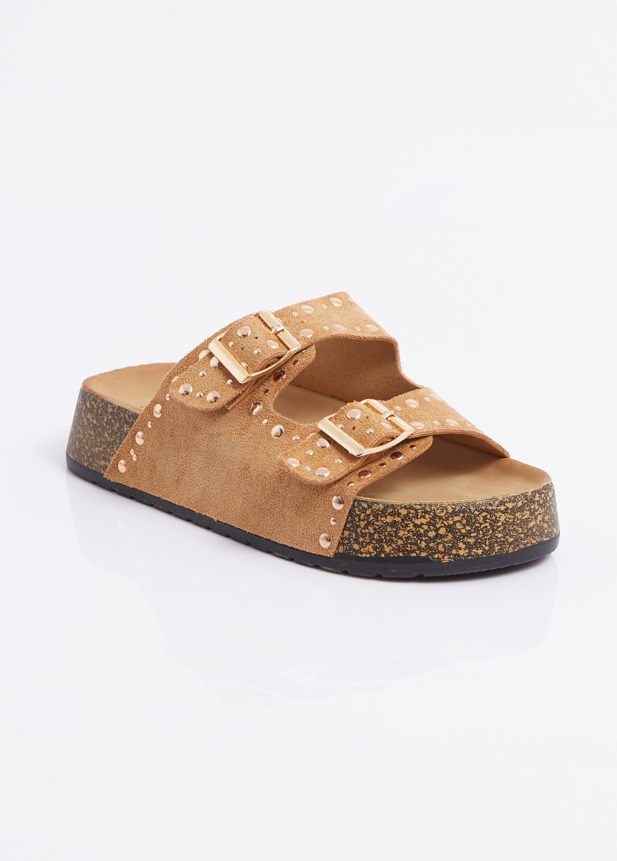 Mules anatomiques suédine, détails clous
