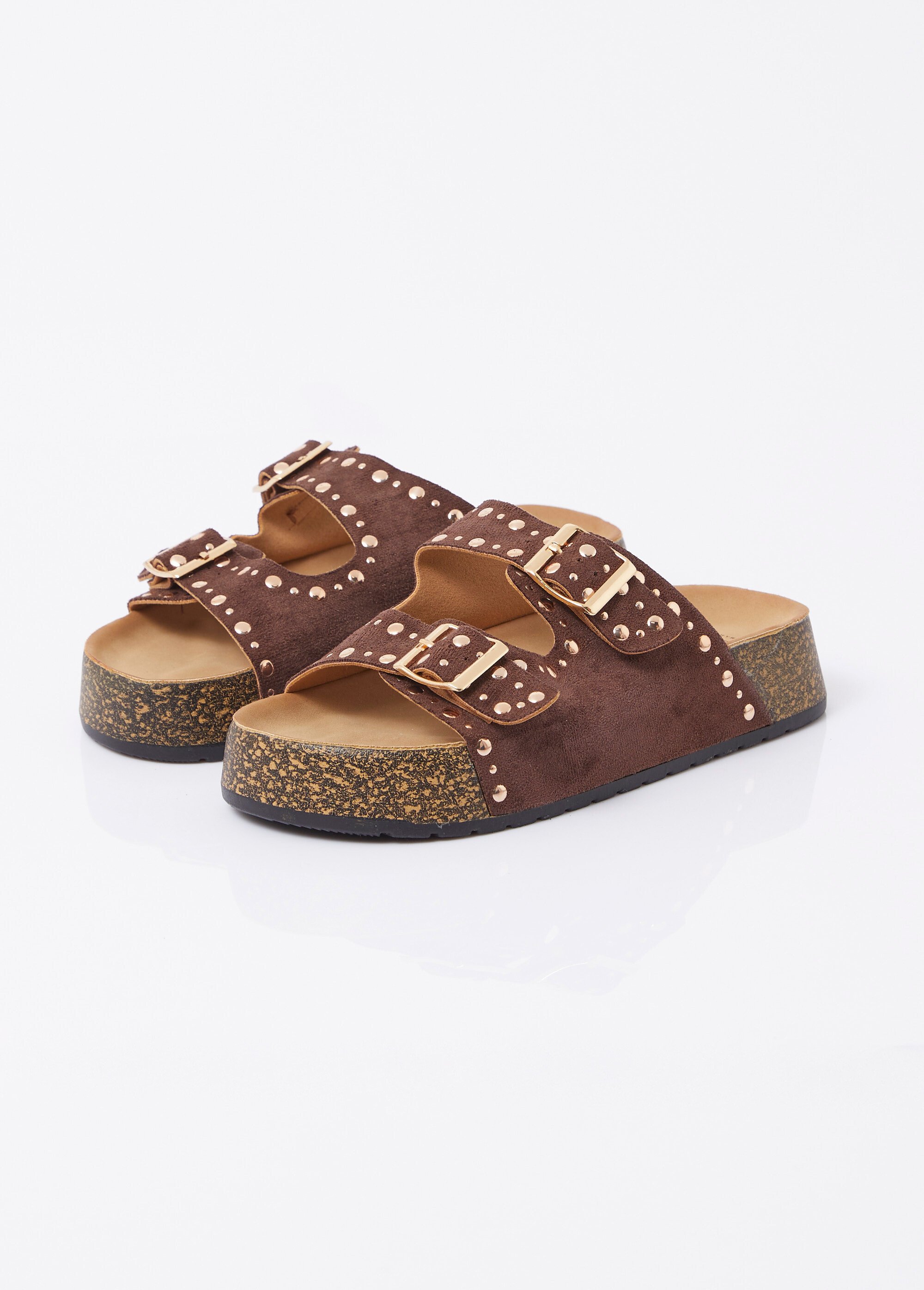Mules anatomiques suédine, détails clous Femme Marron ERYLS-621 DE1
