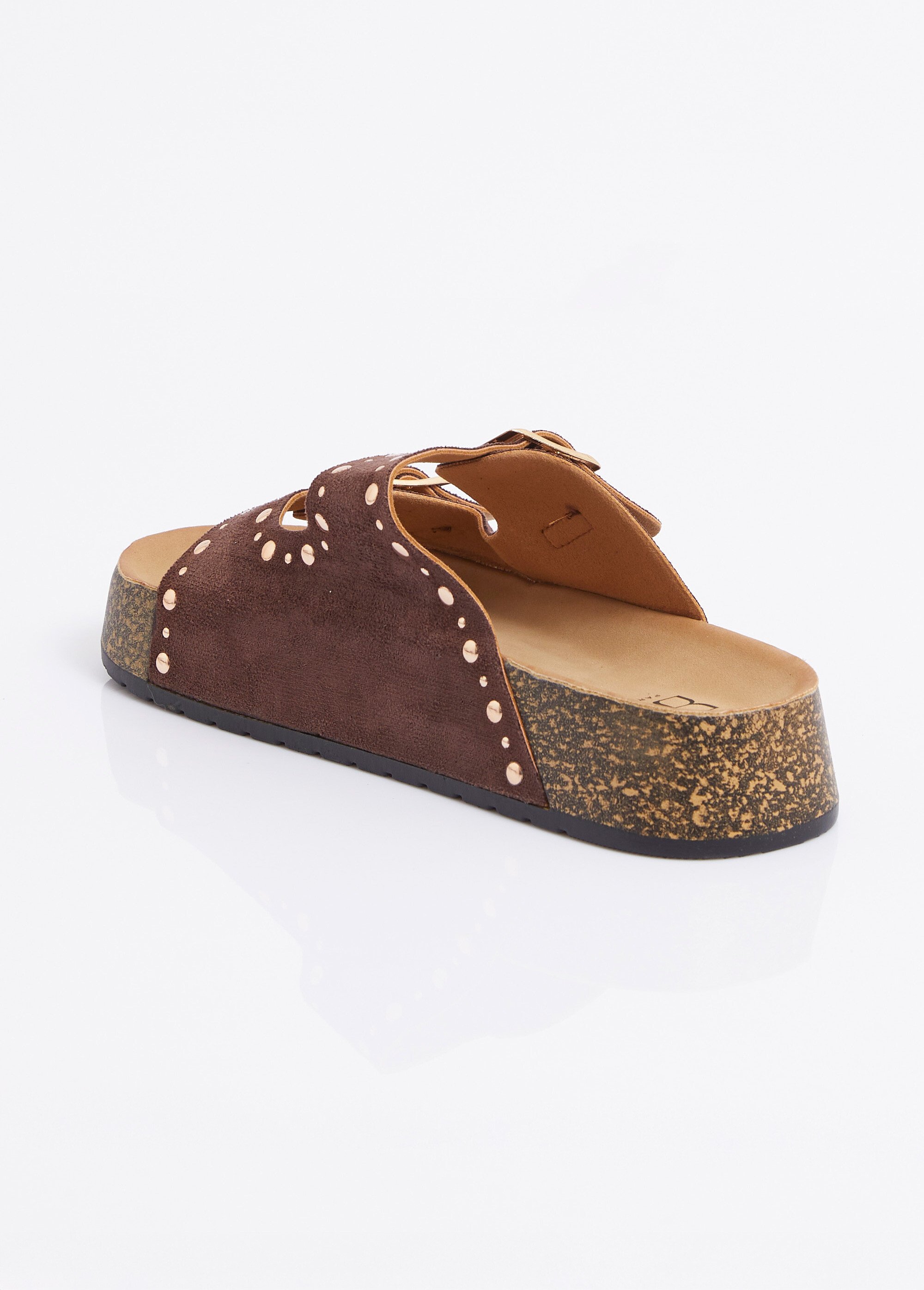 Mules anatomiques suédine, détails clous