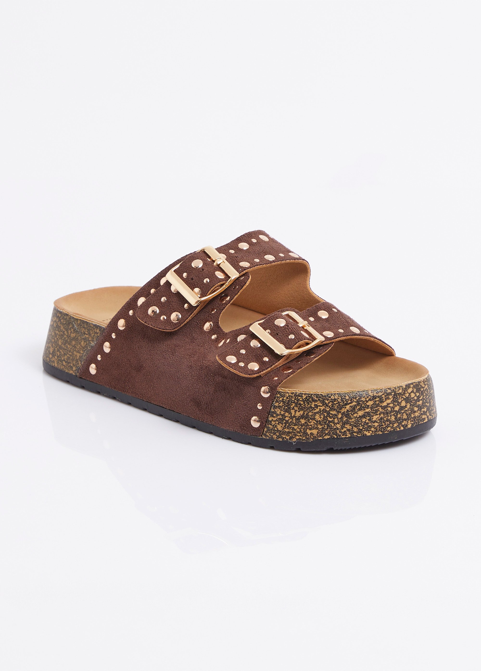 Mules anatomiques suédine, détails clous Femme Marron ERYLS-621 FA1