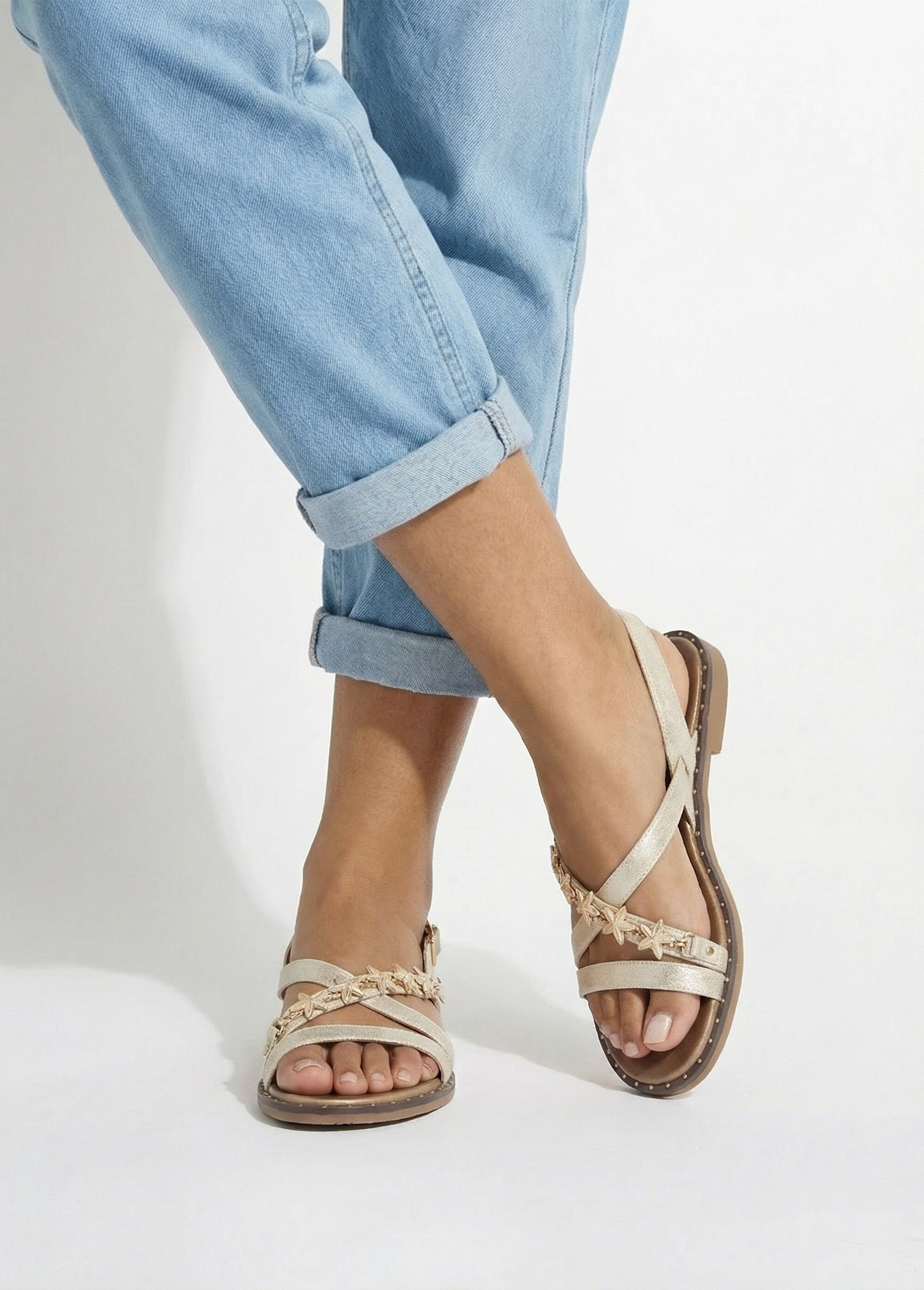 Nu pieds croisés détails étoile de mer Femme Beige ERYLA-741 SI1