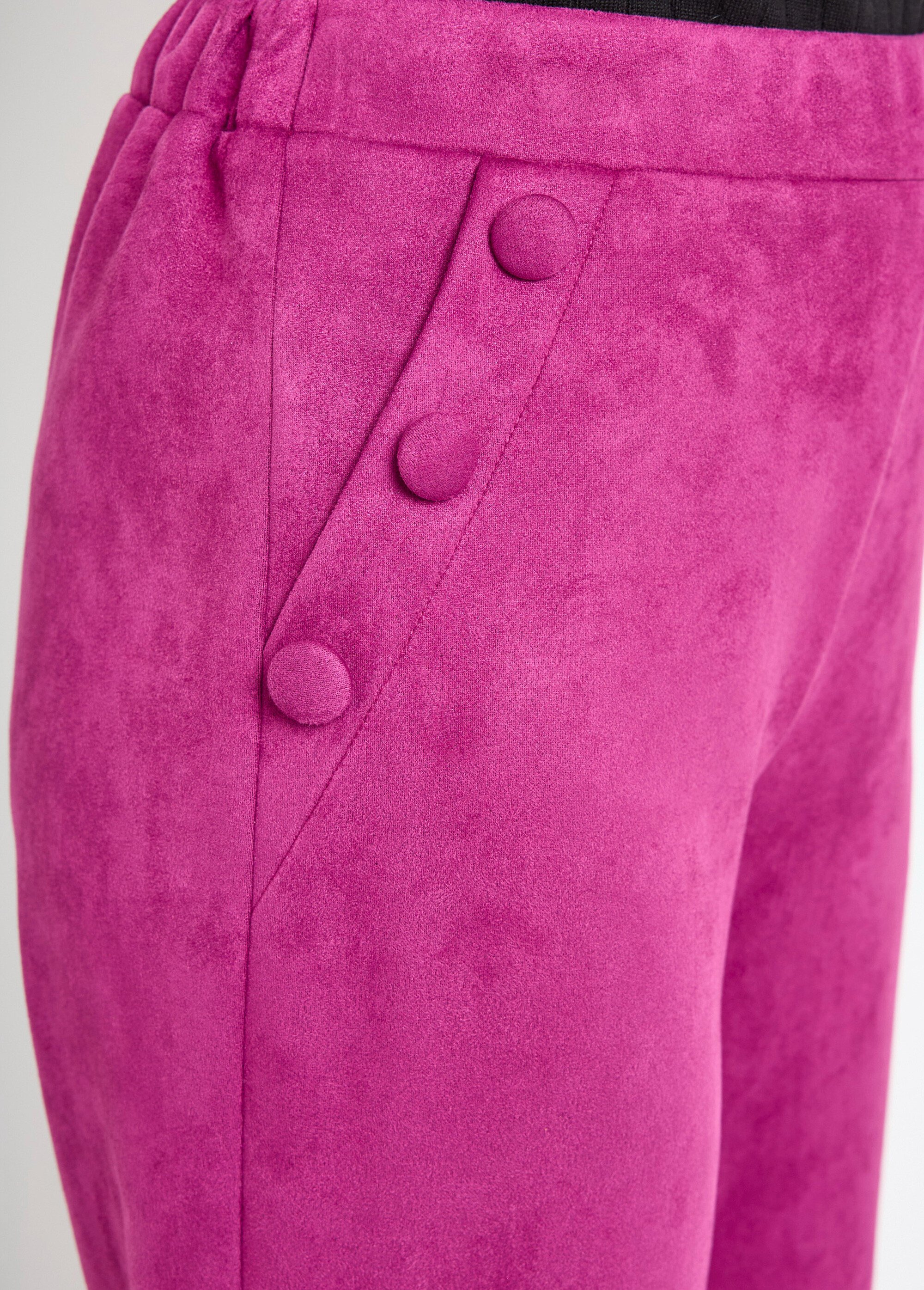 Pantalon droit ceinture élastiquée tissu suédé Femme Violet NICE DE2