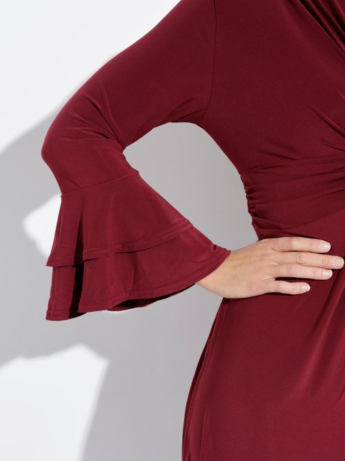 Robe longue cache cœur manches volantées Femme Rouge FI-VALVAL DE2