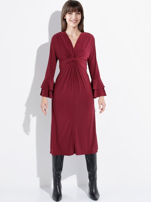 Robe longue cache cœur manches volantées Femme Rouge FI-VALVAL FA1