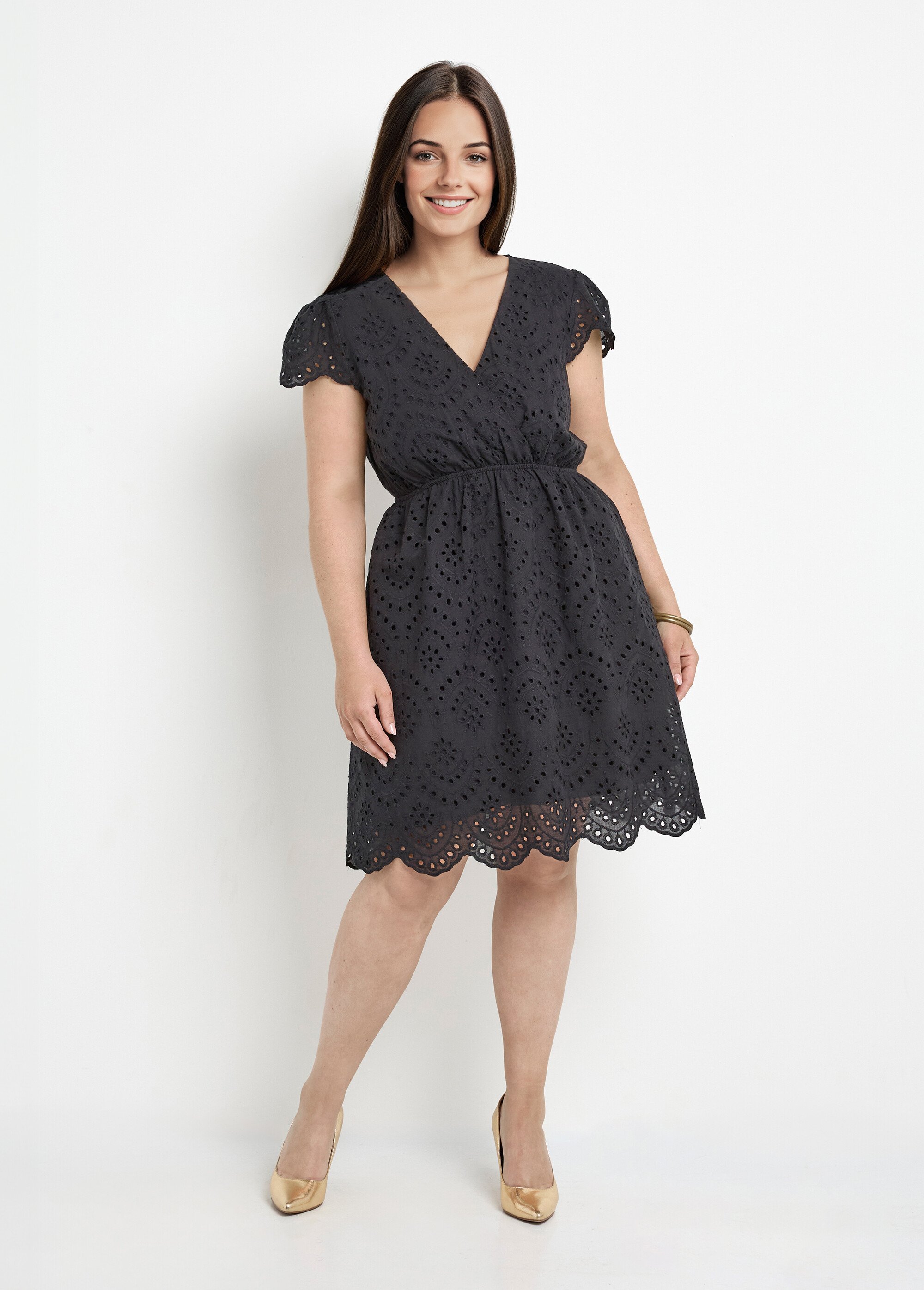 Robe manches courtes en broderie anglaise