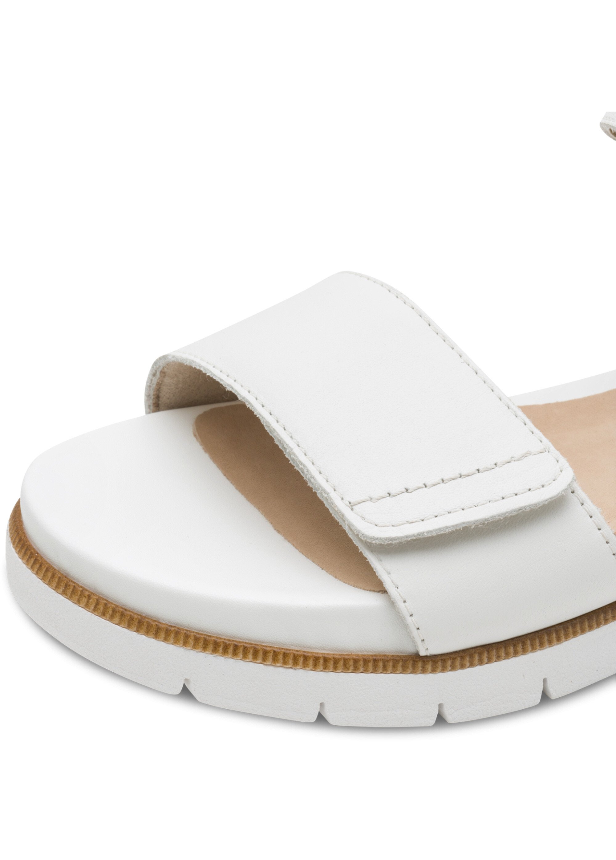 Sandales compensées scratchées en cuir Femme Blanc TAM88871042 DE1