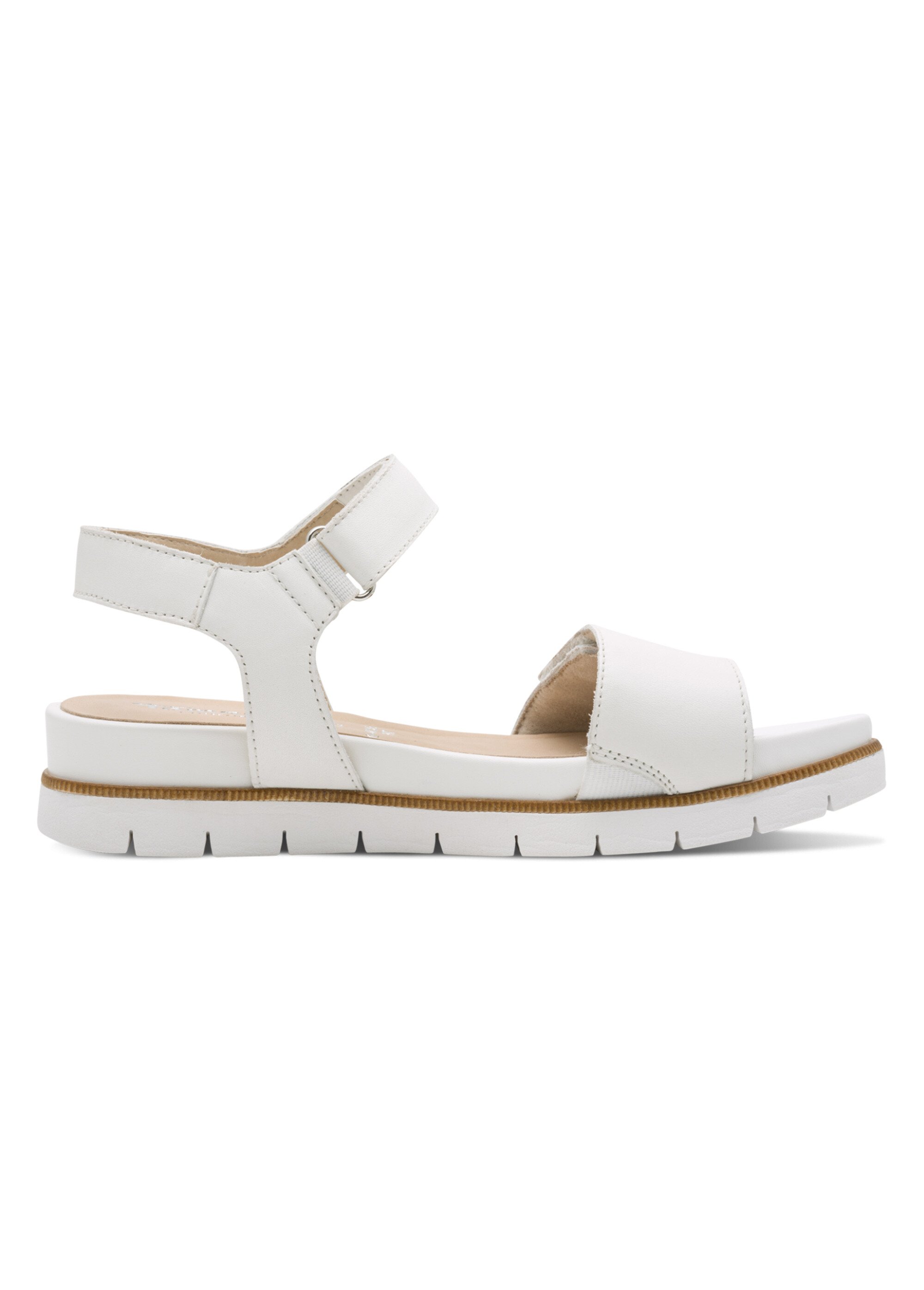 Sandales compensées scratchées en cuir Femme Blanc TAM88871042 DR1