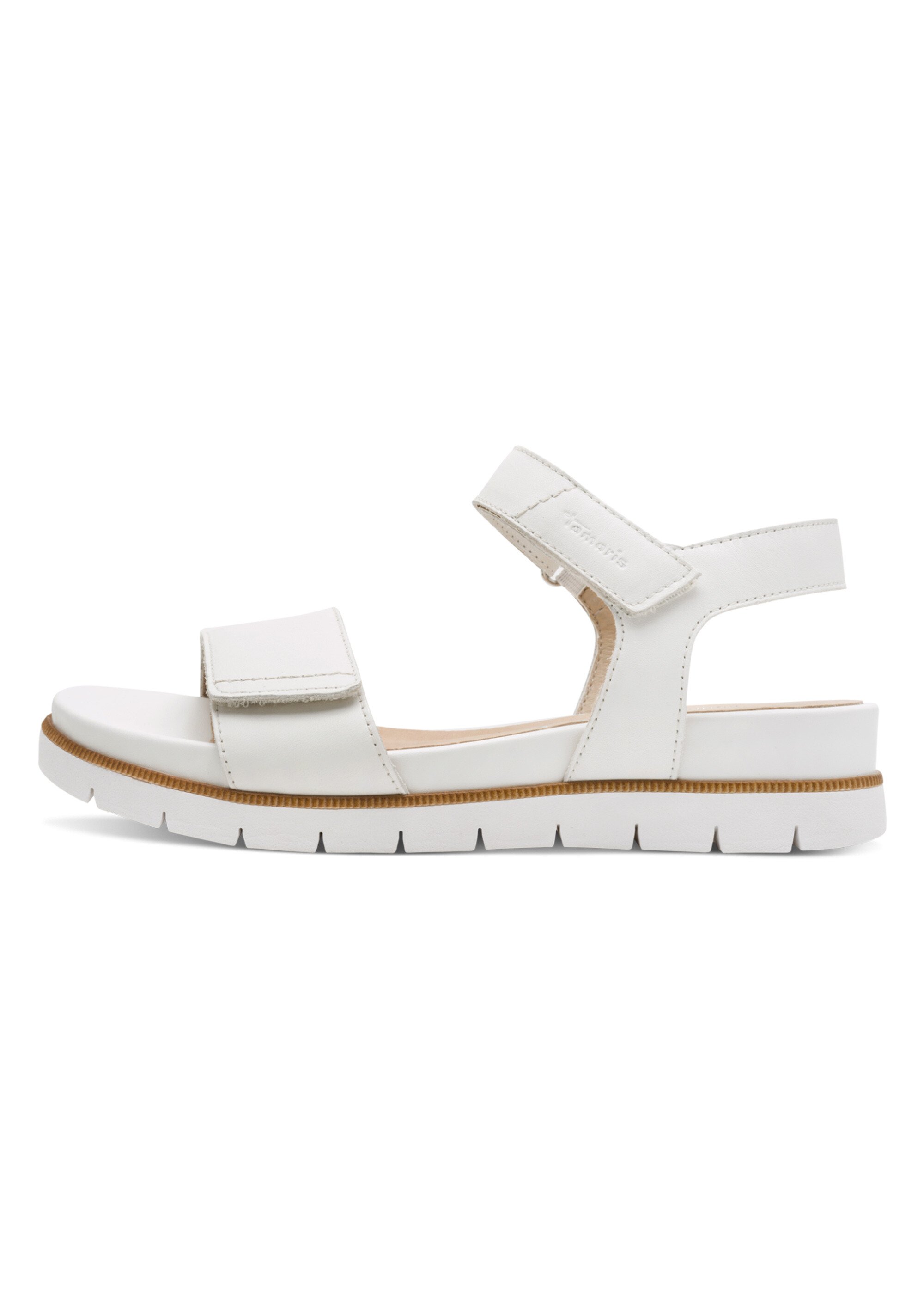 Sandales compensées scratchées en cuir Femme Blanc TAM88871042 GA1