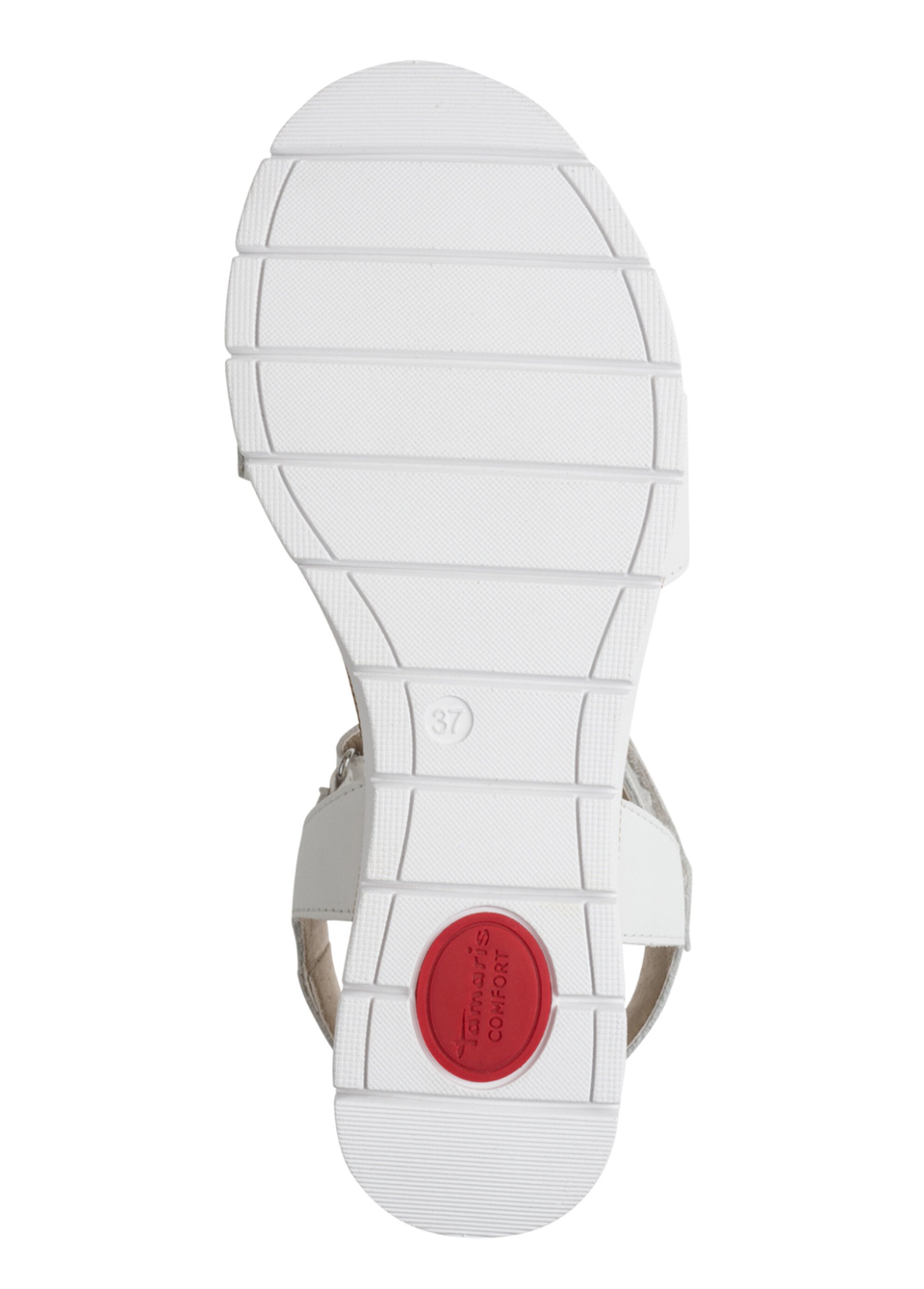 Sandales compensées scratchées en cuir Femme Blanc TAM88871042 UN1