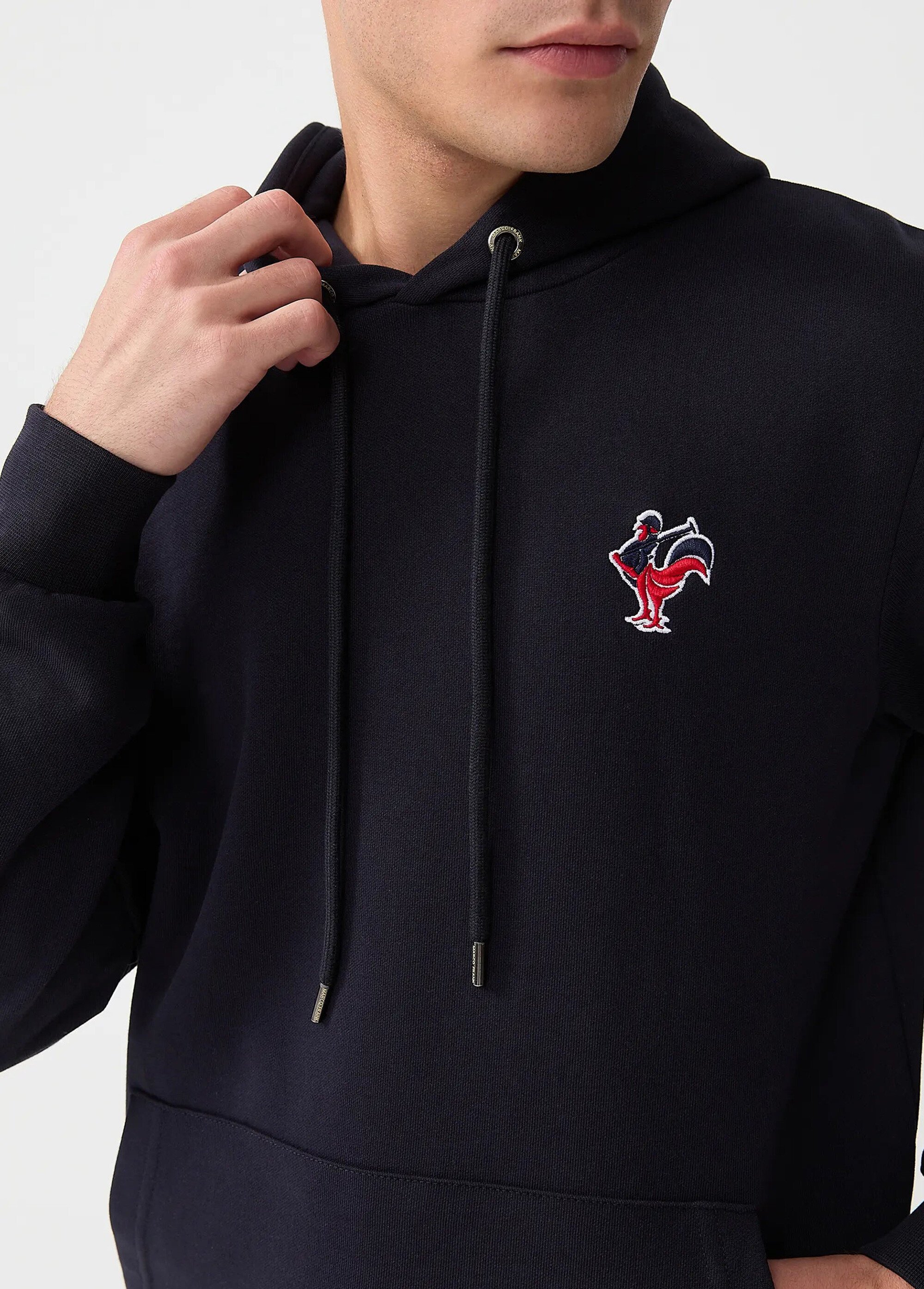 Sweat shirt kangourou à capuche, brodé Bleu MFKTREMBLAY DE1