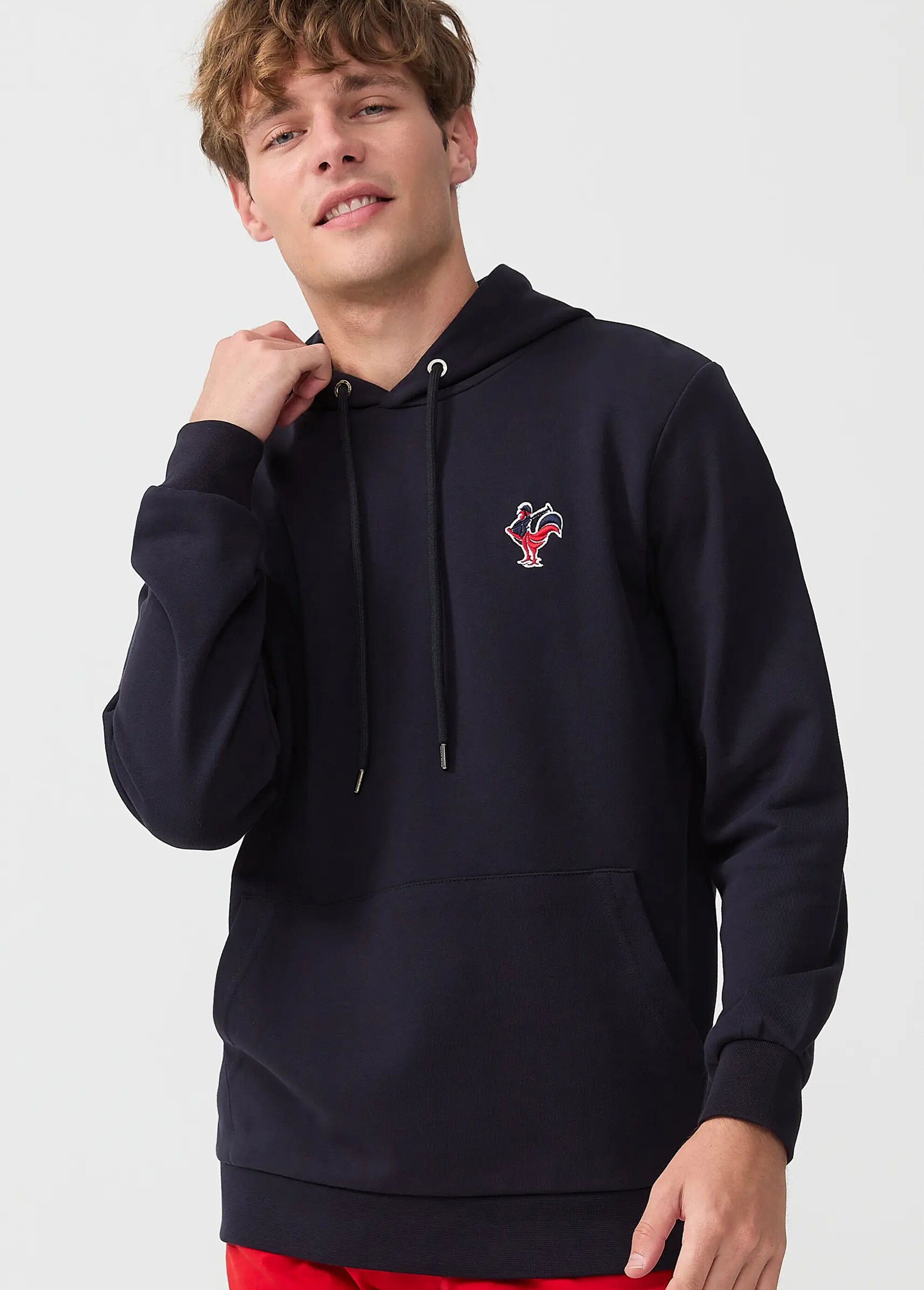 Sweat shirt kangourou à capuche, brodé Bleu MFKTREMBLAY FA1