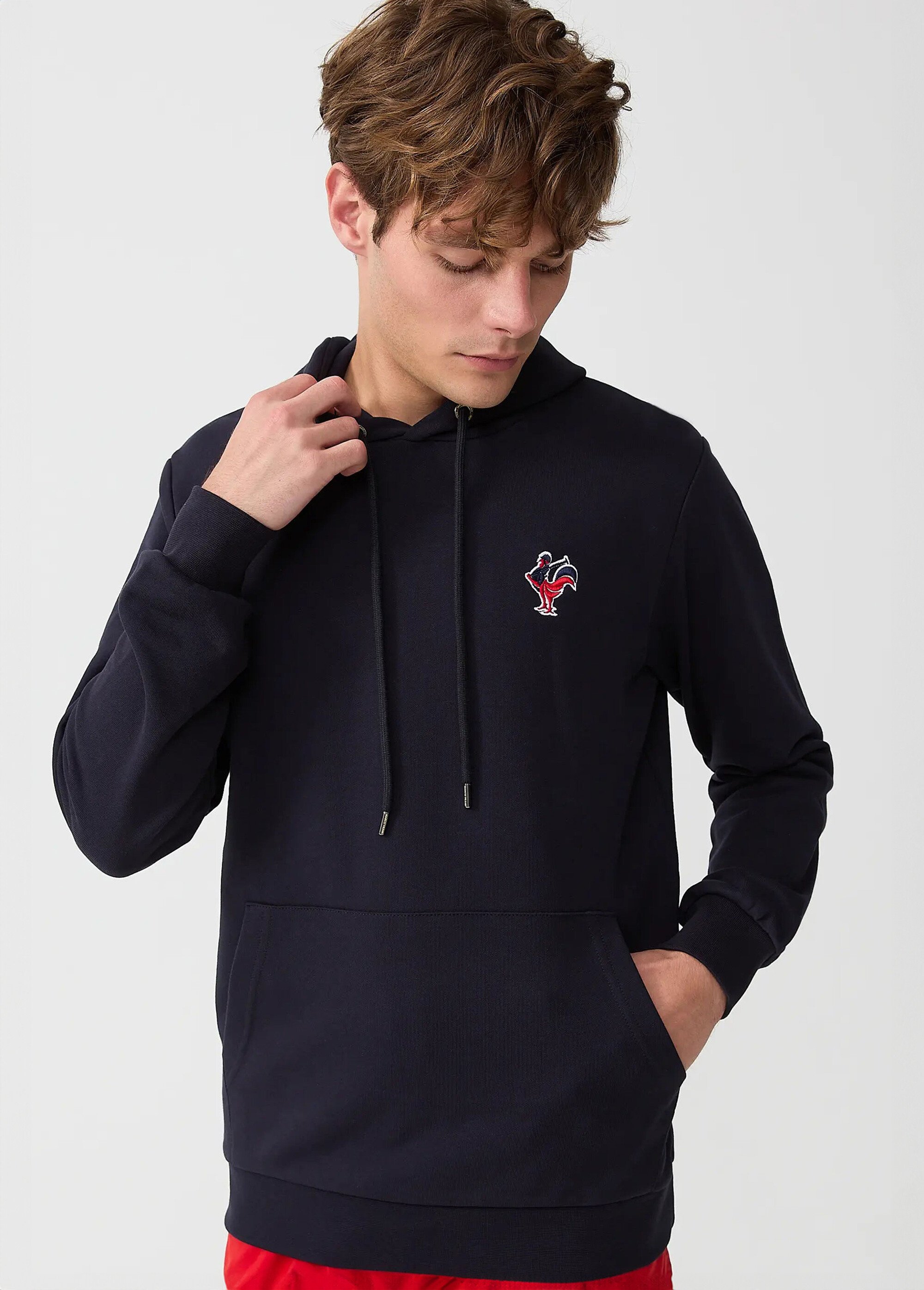 Sweat shirt kangourou à capuche, brodé Bleu MFKTREMBLAY MV1