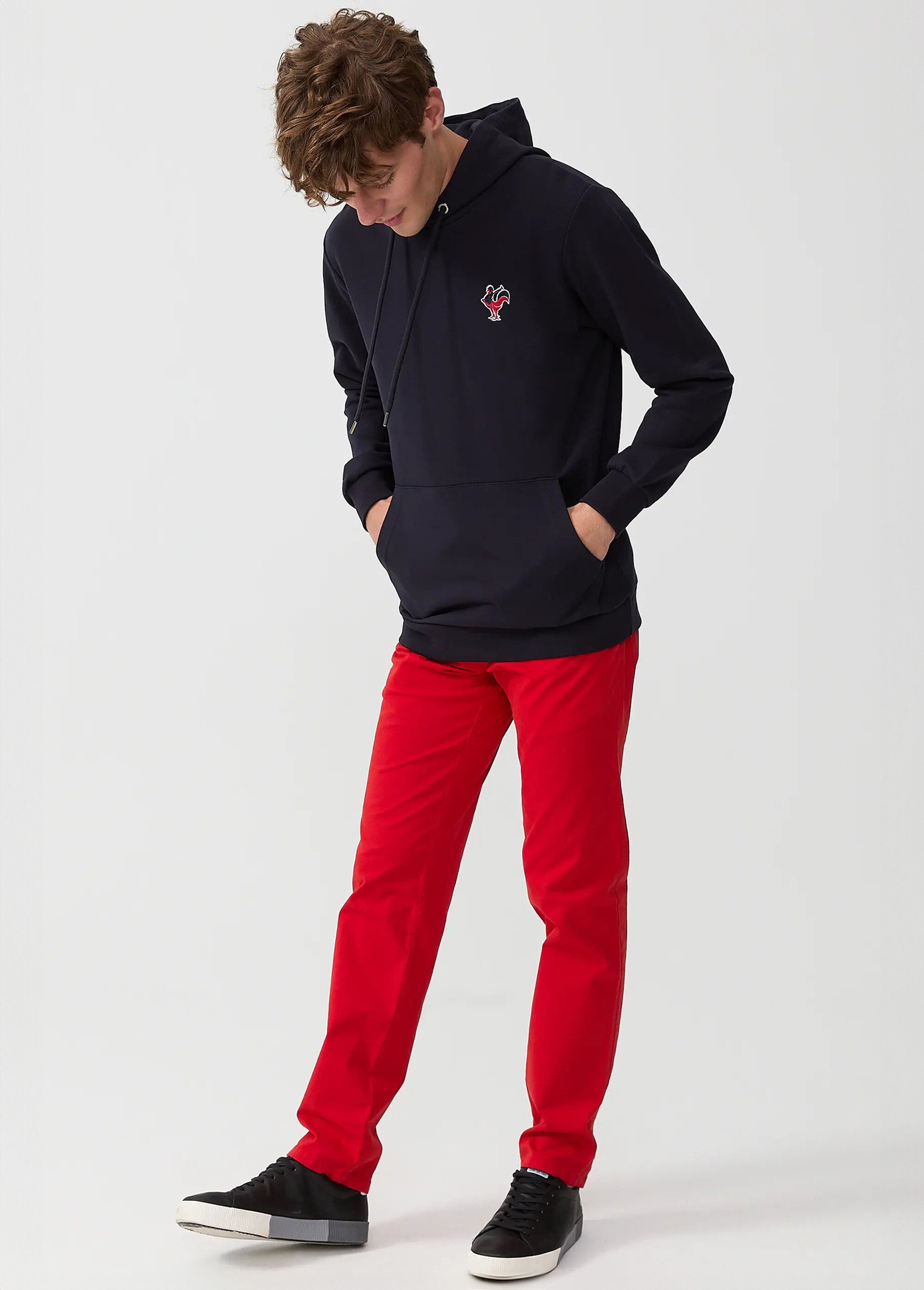 Sweat shirt kangourou à capuche, brodé Bleu MFKTREMBLAY SI1