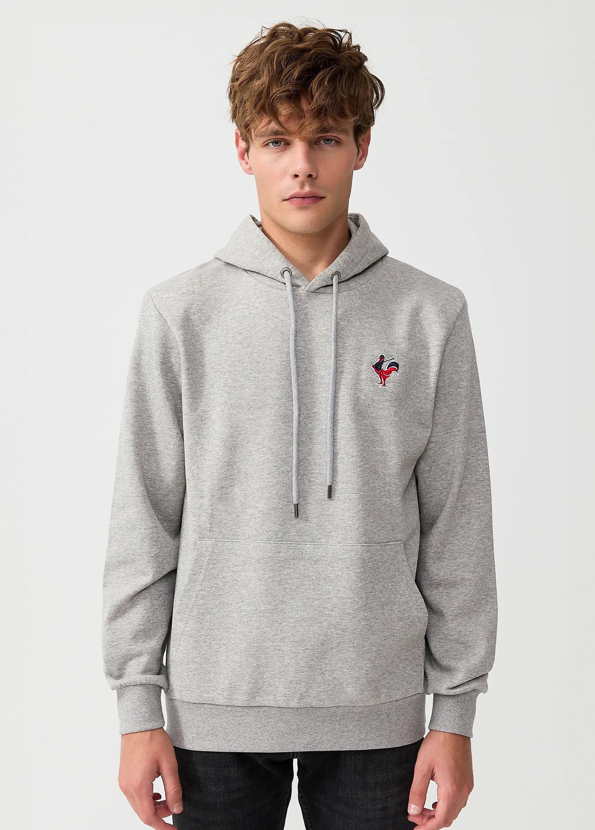 Sweat shirt kangourou à capuche, brodé Gris MFKTREMBLAY FA1