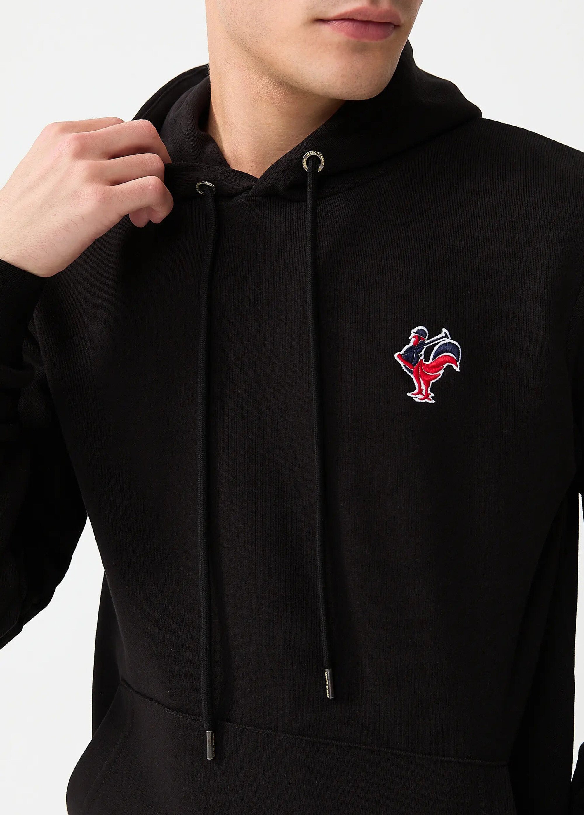 Sweat shirt kangourou à capuche, brodé Noir MFKTREMBLAY DE1