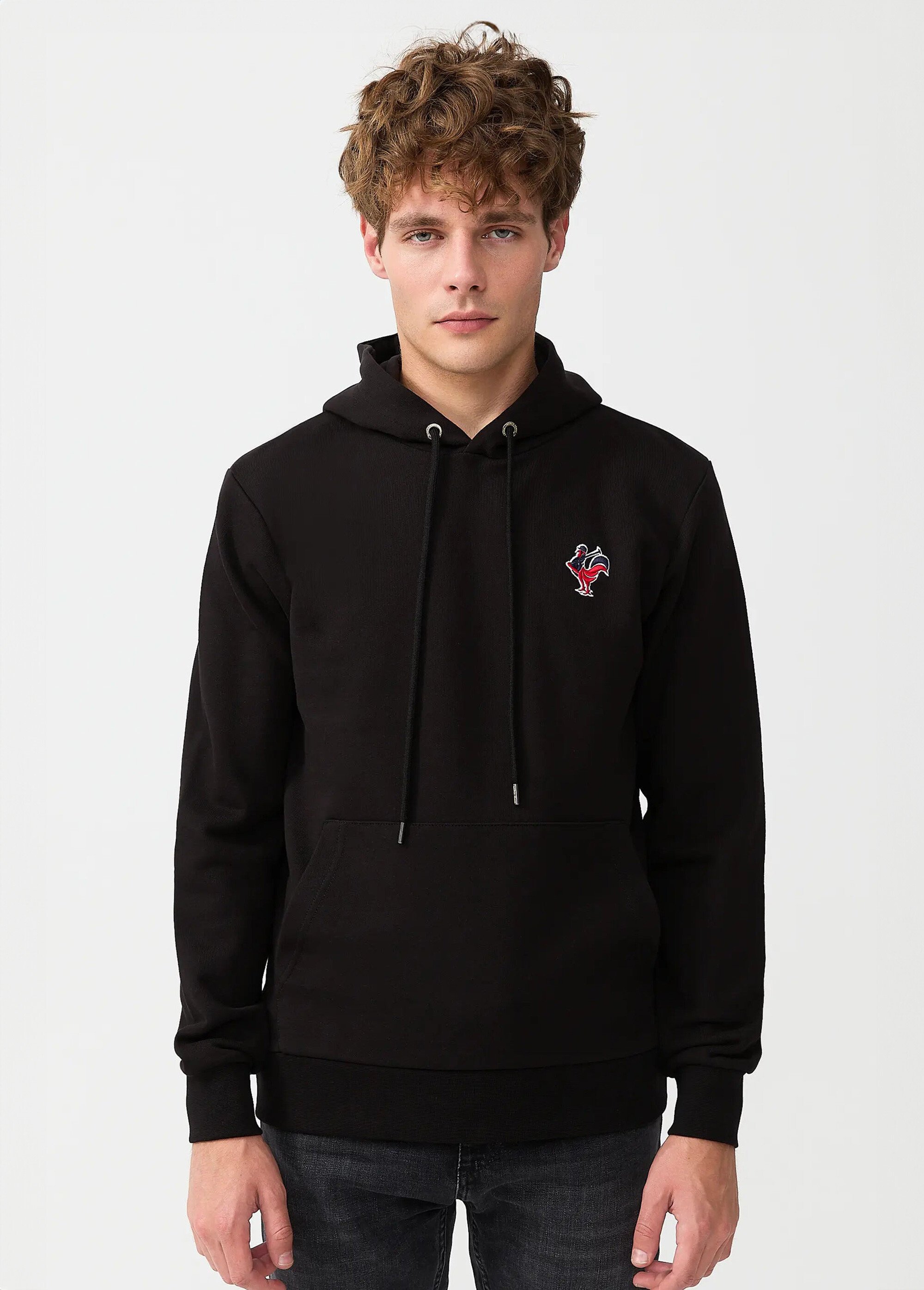 Sweat shirt kangourou à capuche, brodé Noir MFKTREMBLAY FA1