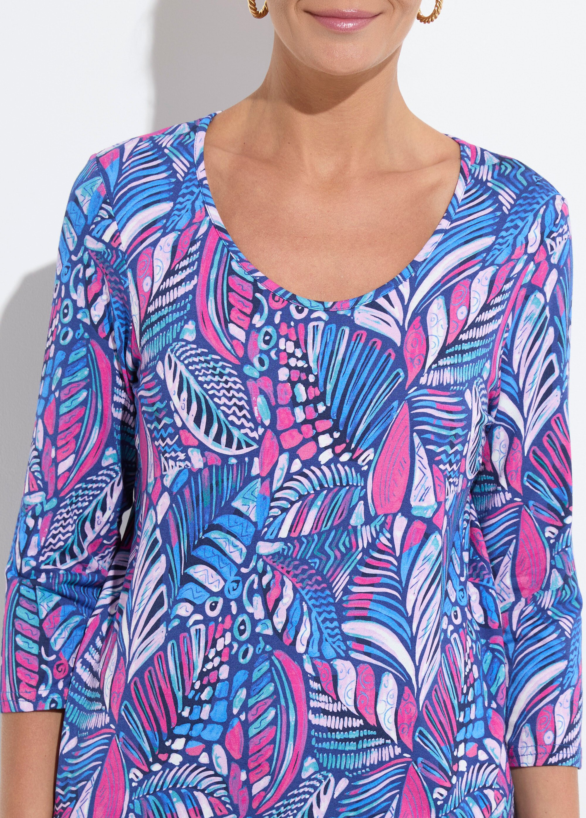 T-shirt col rond imprimé patchwork Femme Bleu CASIMIR DE1
