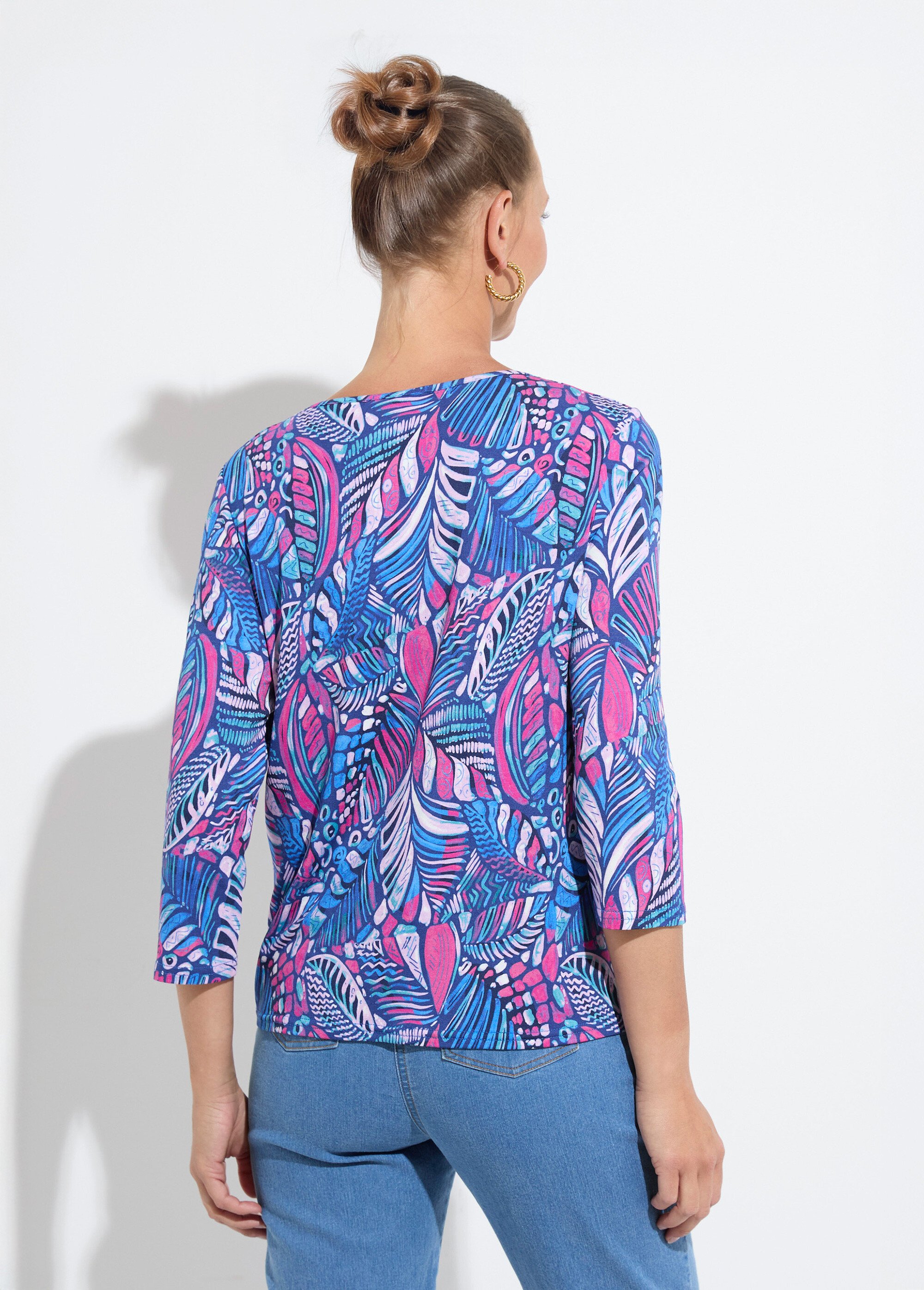 T-shirt col rond imprimé patchwork Femme Bleu CASIMIR DO1