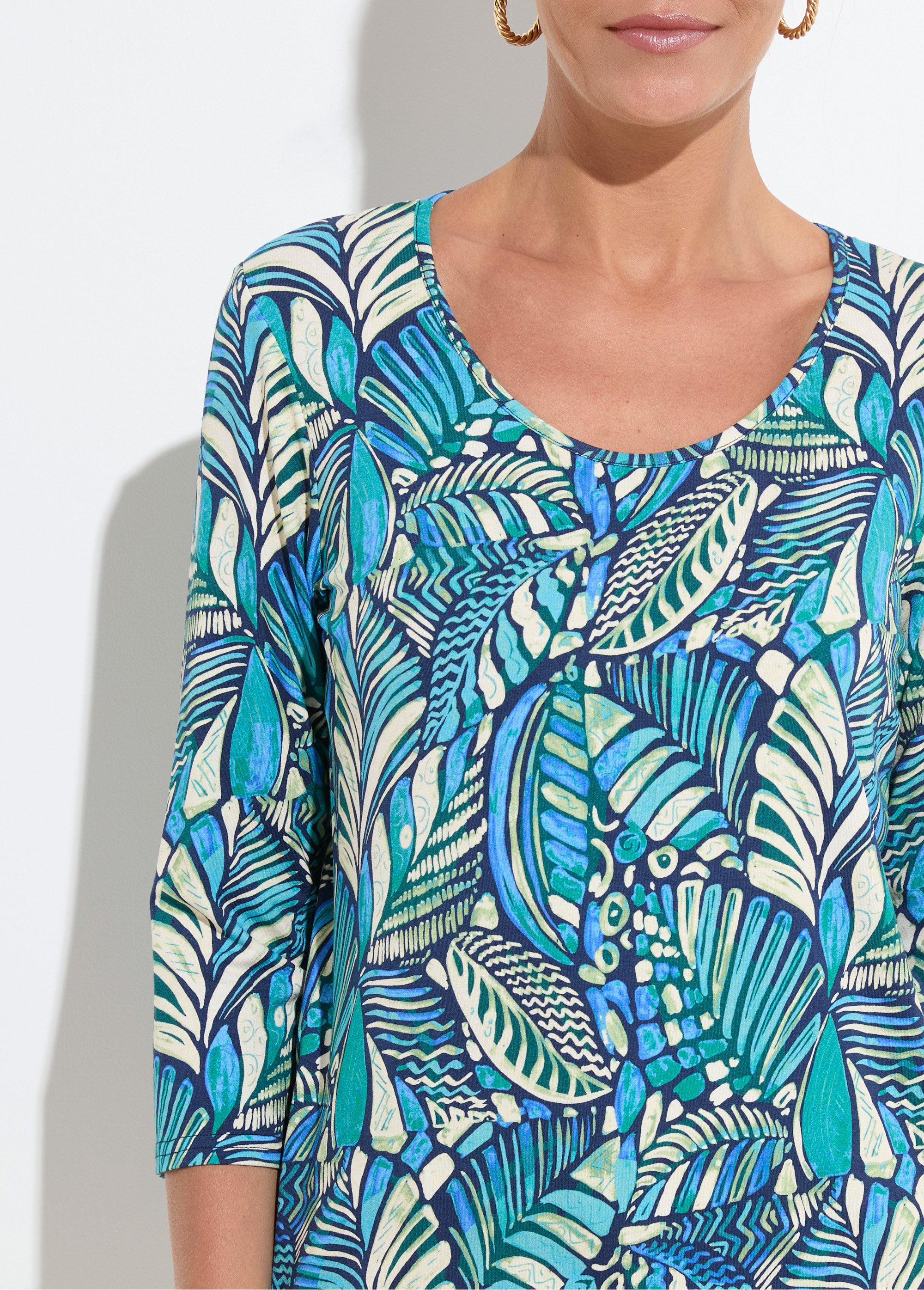 T-shirt col rond imprimé patchwork Femme Bleu CASIMIR DE1