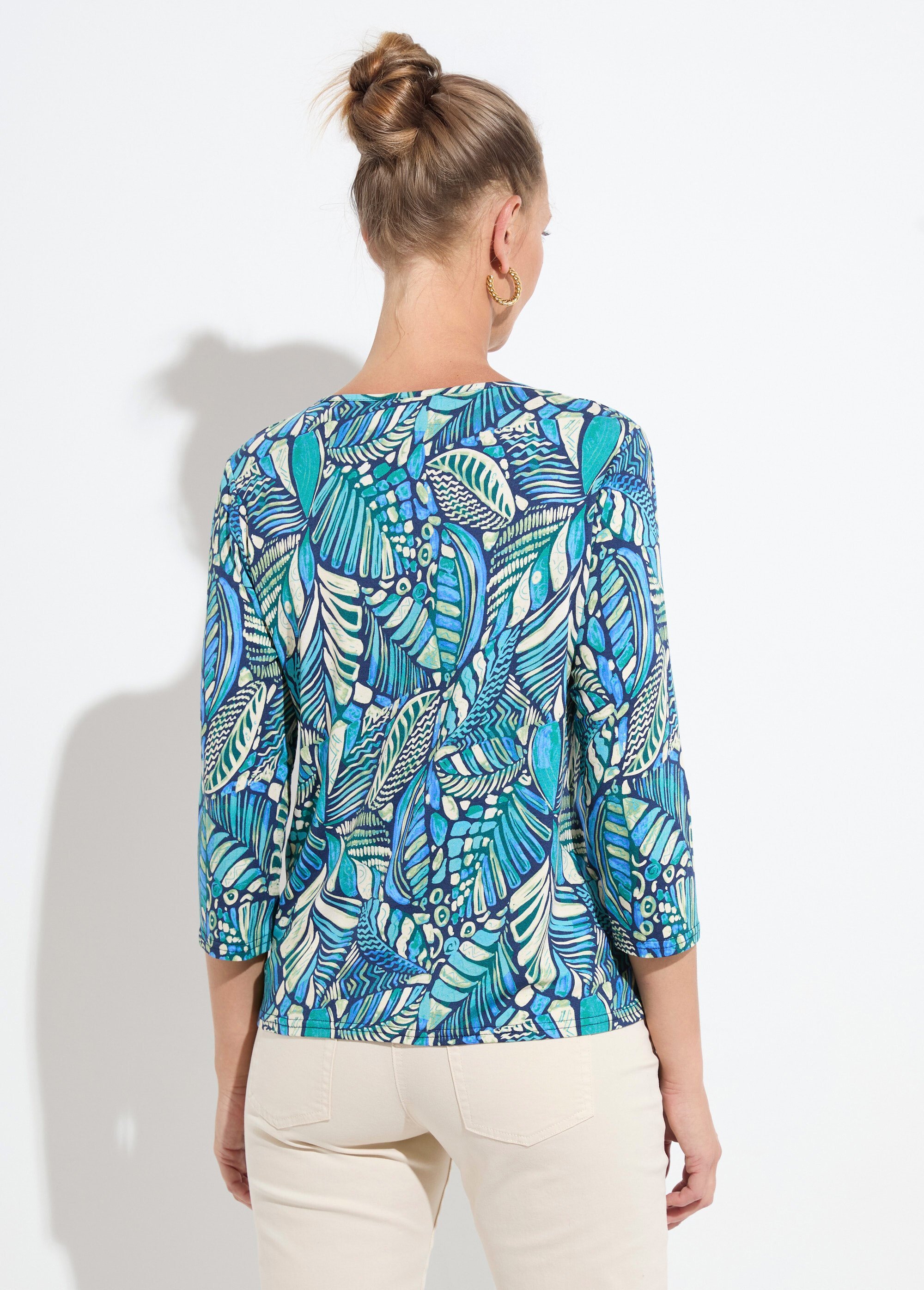 T-shirt col rond imprimé patchwork Femme Bleu CASIMIR DO1