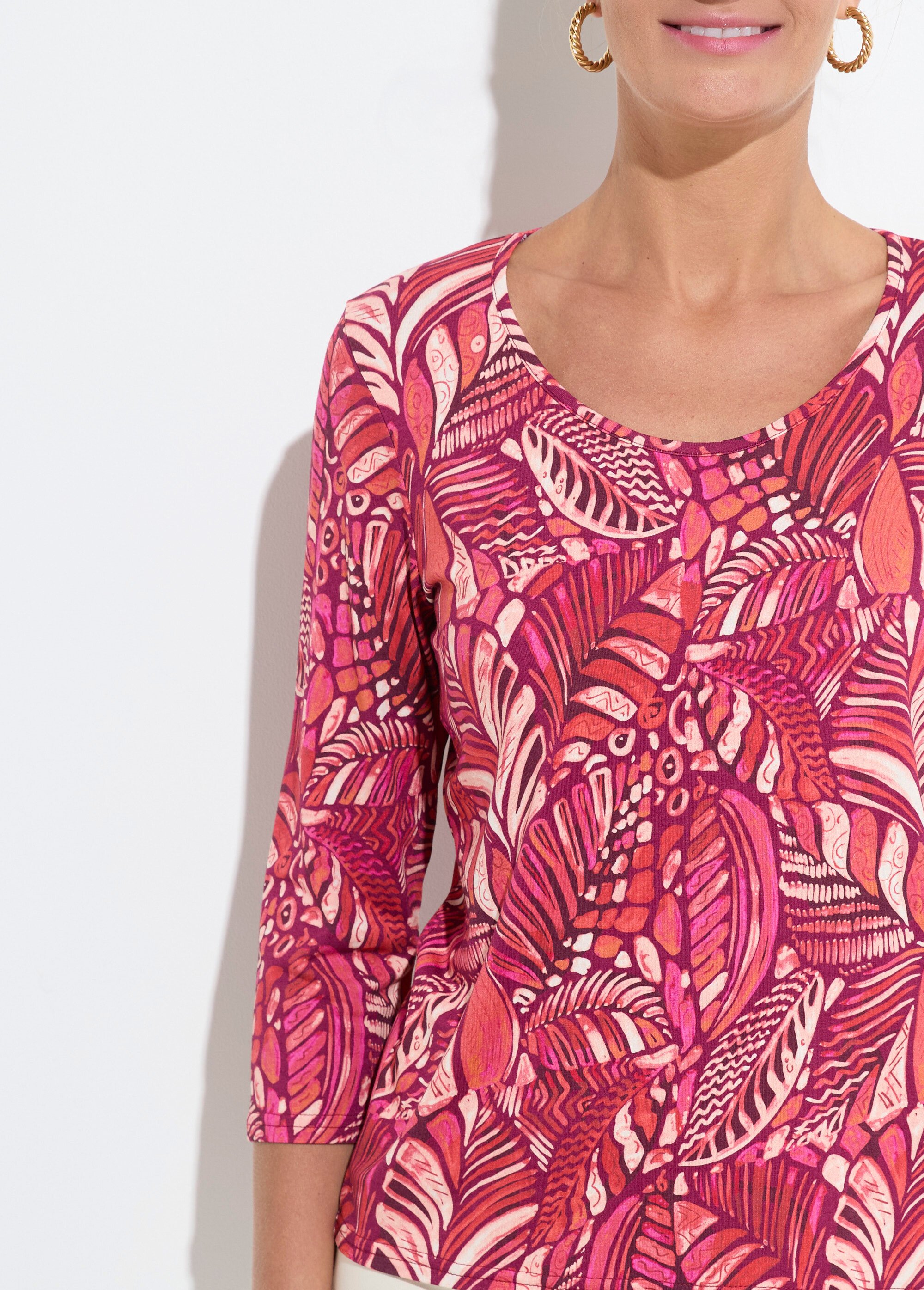 T-shirt col rond imprimé patchwork Femme ROSE ET ORANGE CASIMIR DE1