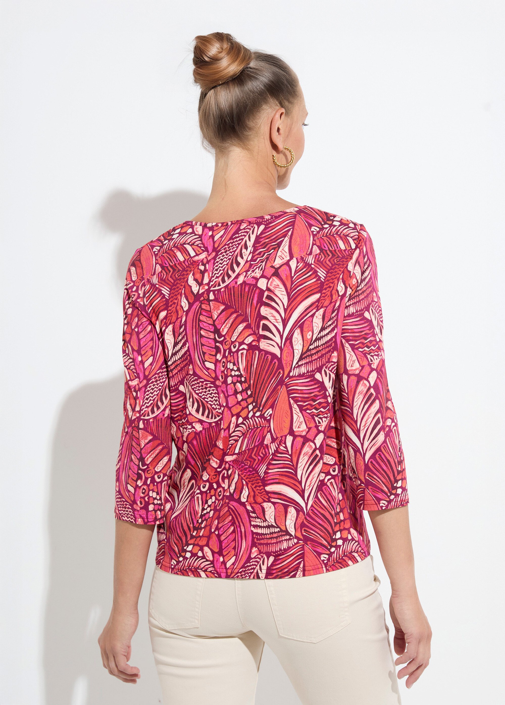 T-shirt col rond imprimé patchwork Femme ROSE ET ORANGE CASIMIR DO1