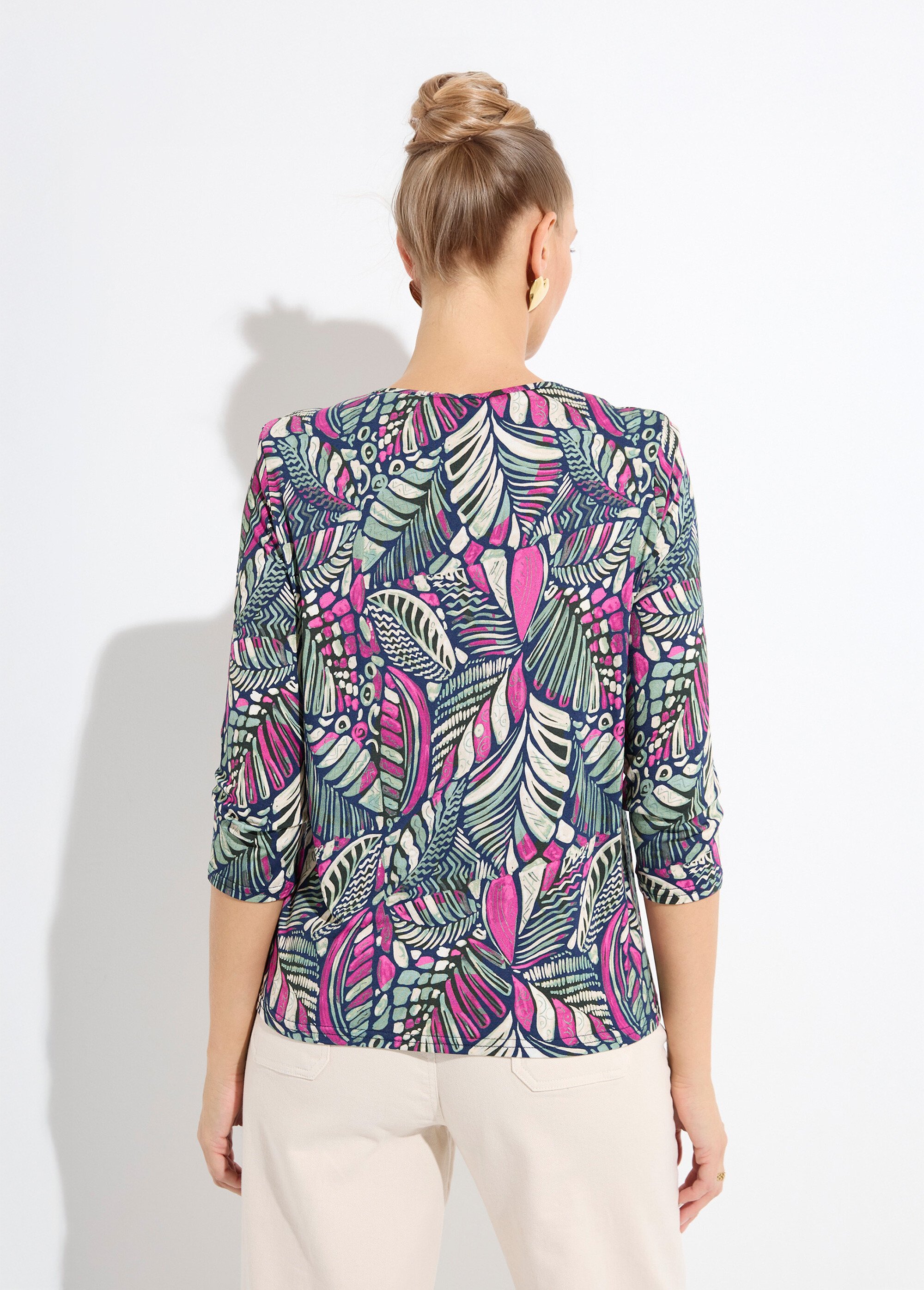 T-shirt col rond imprimé patchwork