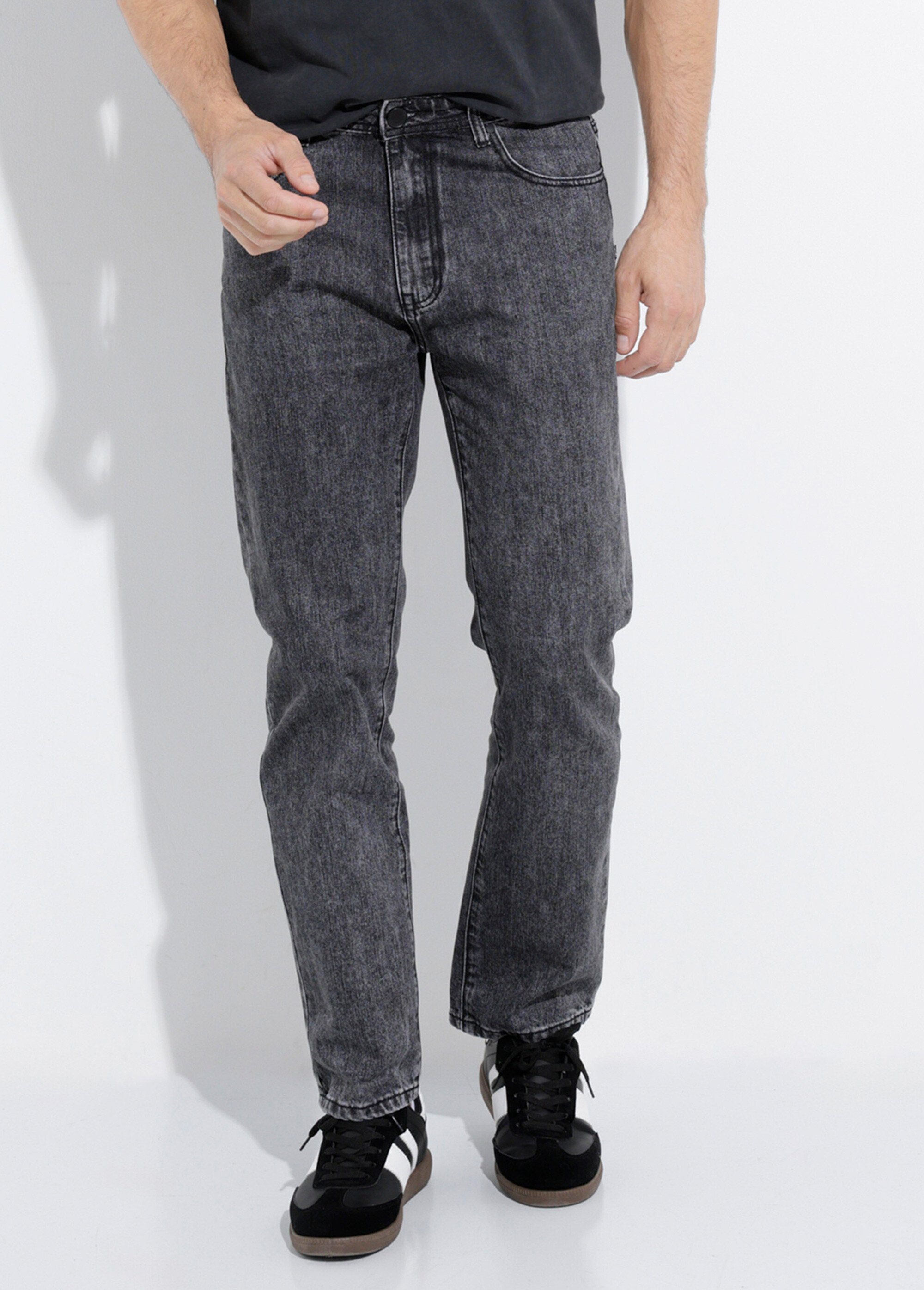 T-shirt délavé motif poitrine et dos Homme Noir MENBC1168R FA1