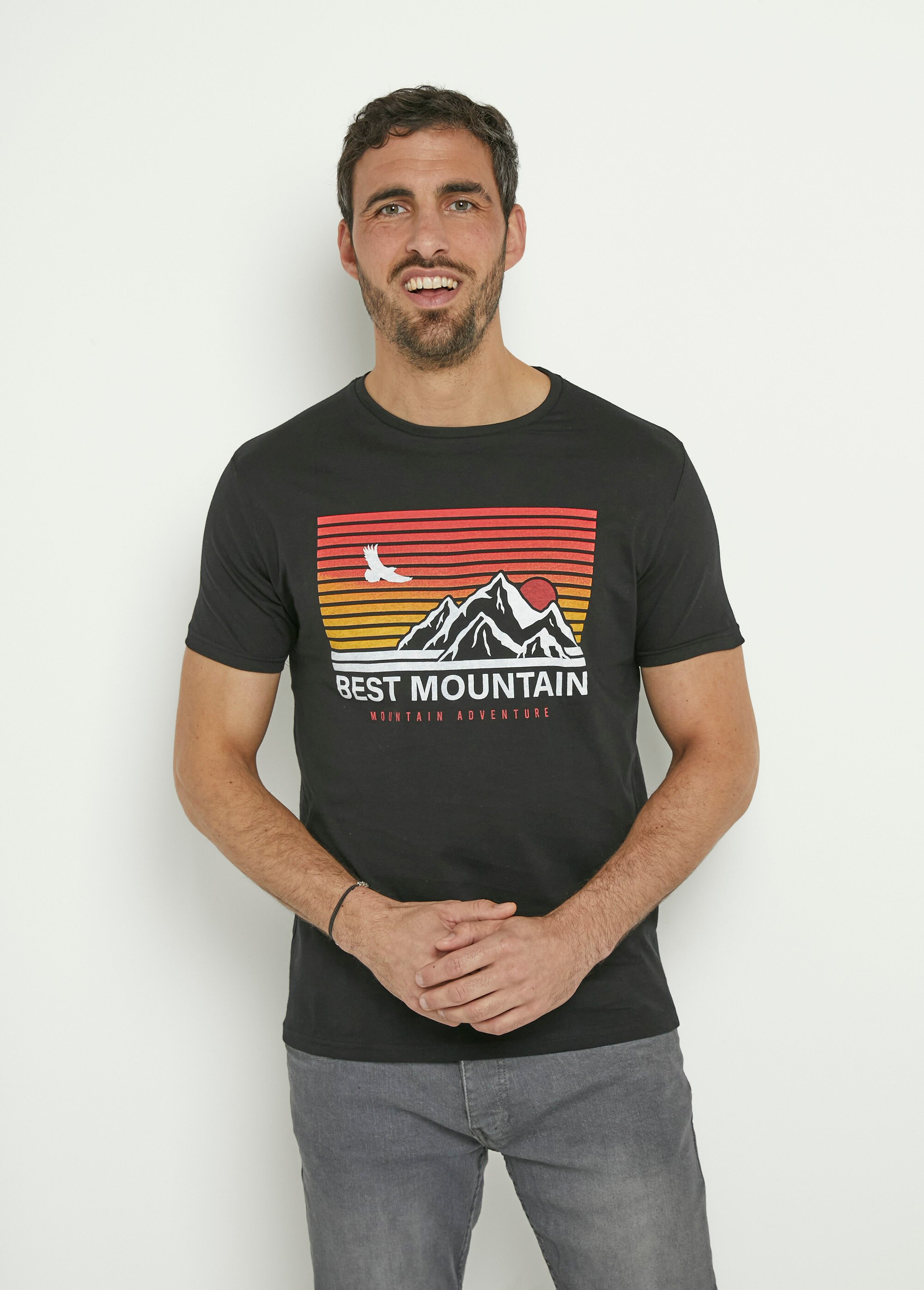 T-shirt manches courtes motif montagne