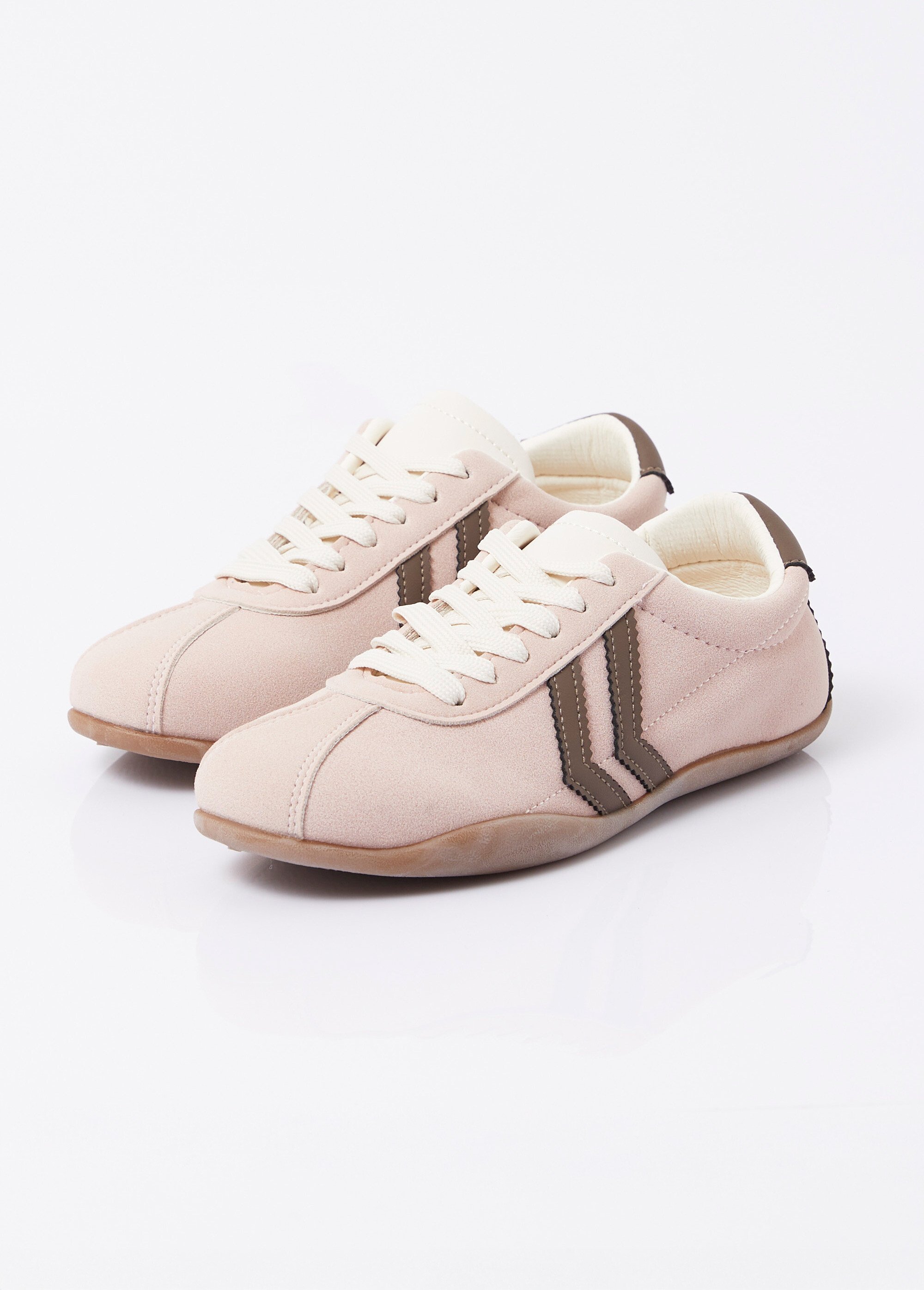 Baskets plates, chevrons simili cuir Femme Rose ERY9200 DE1