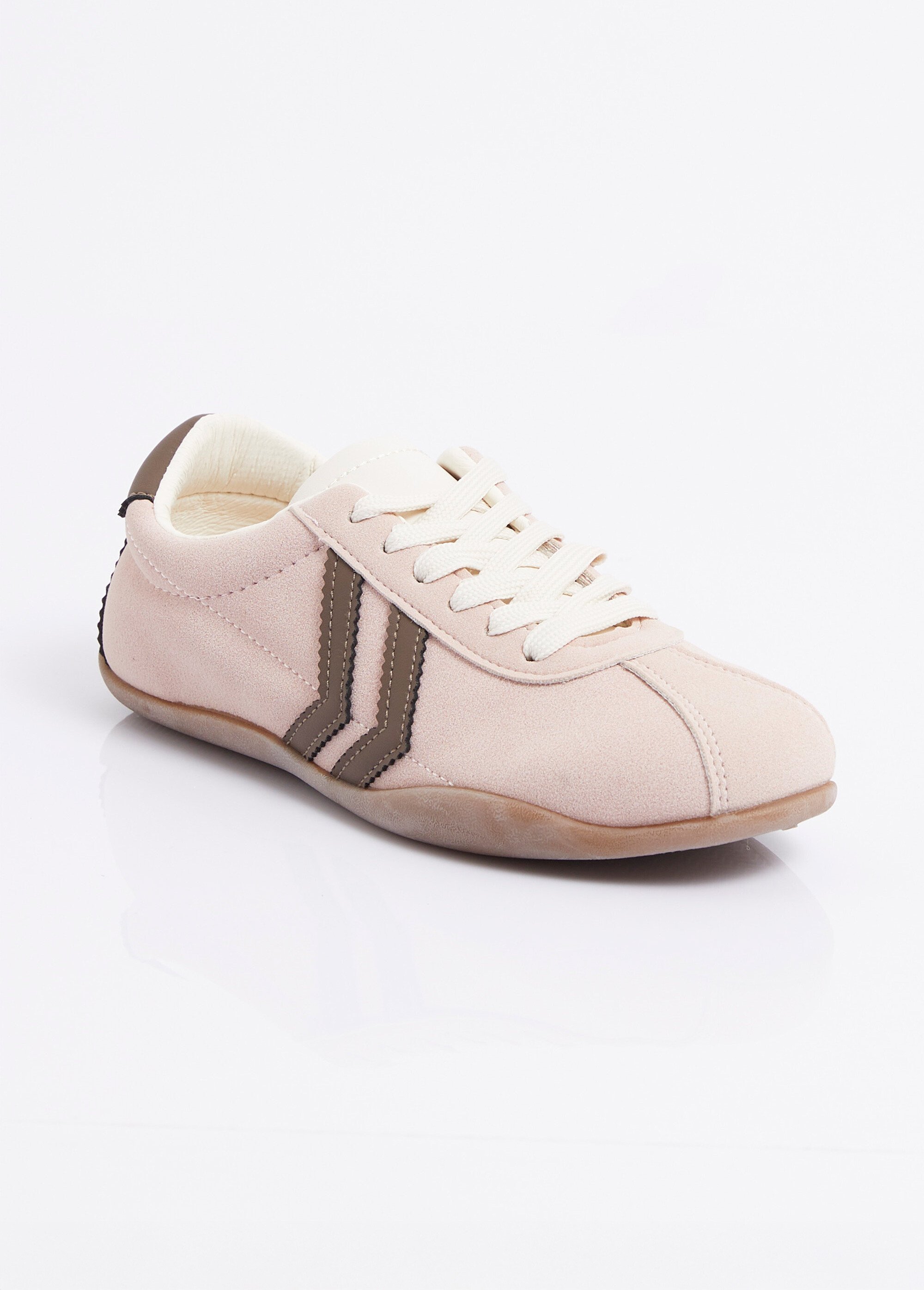 Baskets plates, chevrons simili cuir Femme Rose ERY9200 FA1