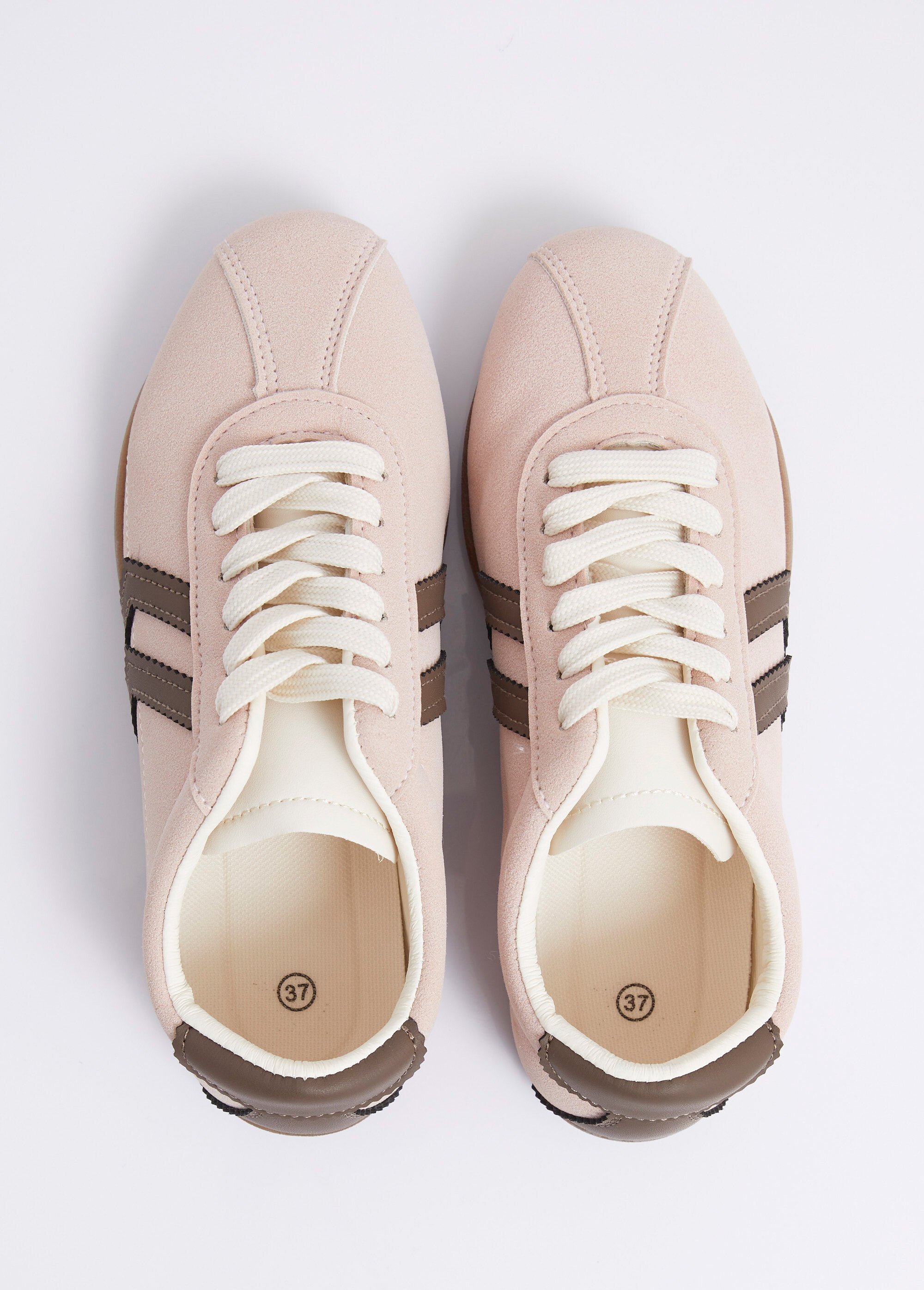 Baskets plates, chevrons simili cuir Femme Rose ERY9200 OV1