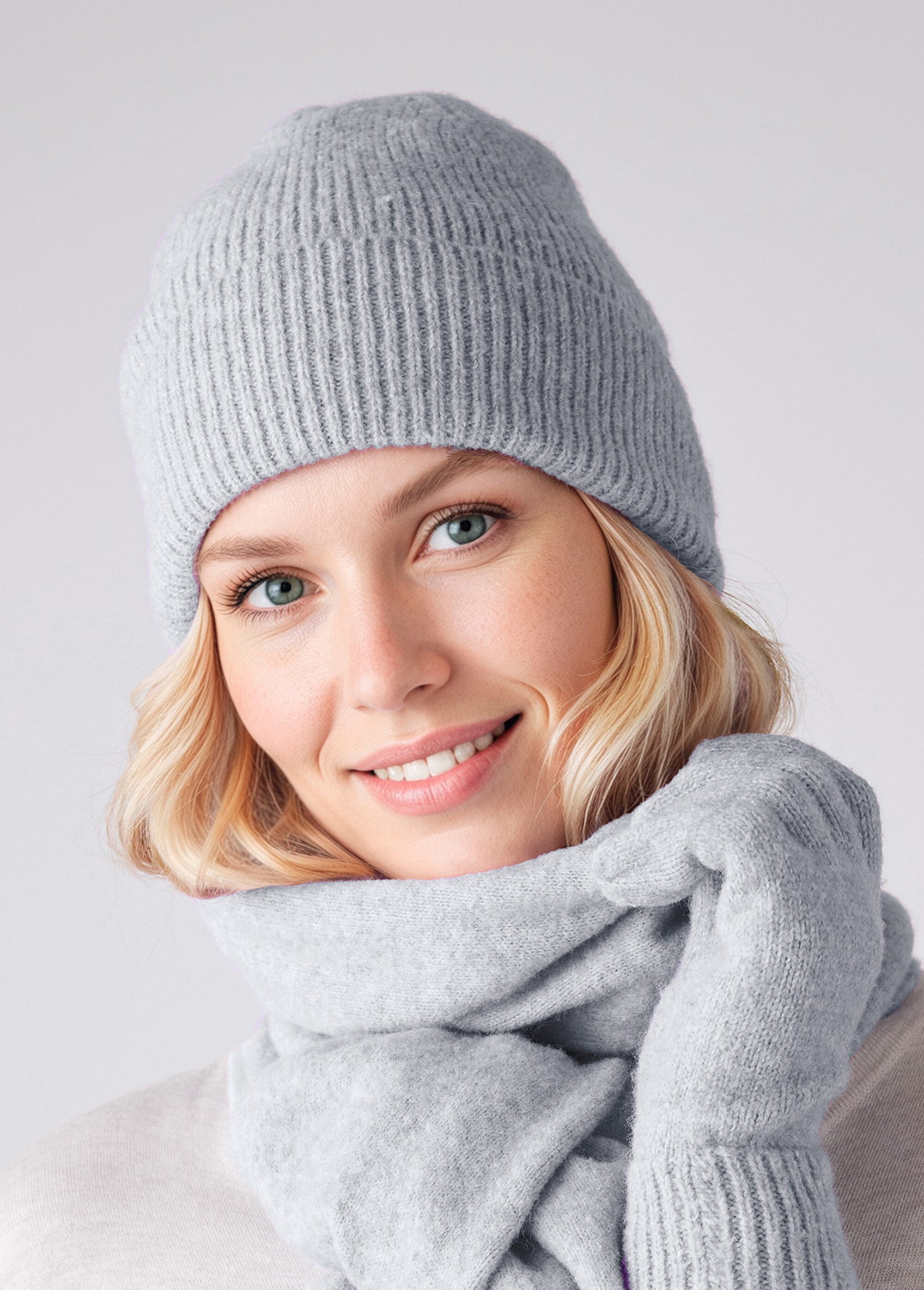 Bonnet chaud maille côtelée avec laine