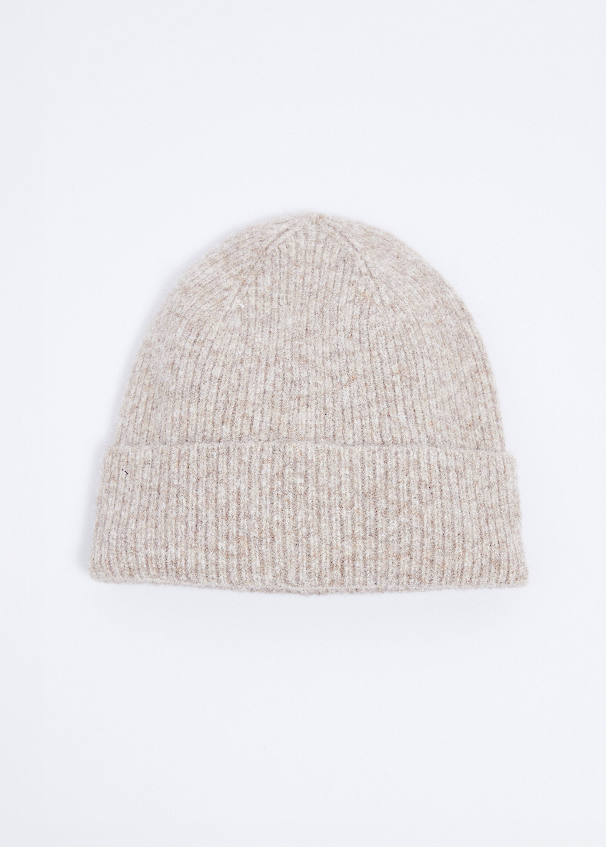Bonnet chaud maille côtelée avec laine Femme BEIGE CHINE URANIE FA1