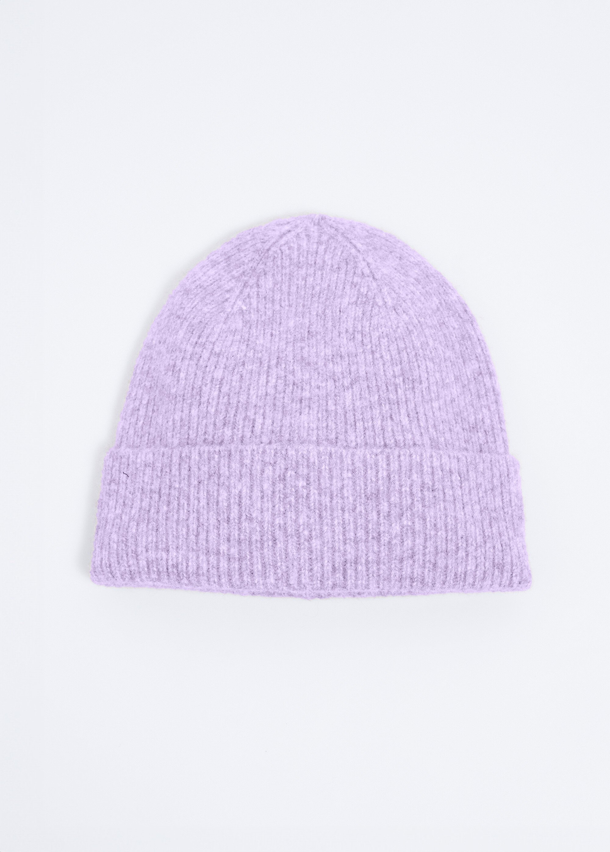 Bonnet chaud maille côtelée avec laine Femme Violet URANIE FA1