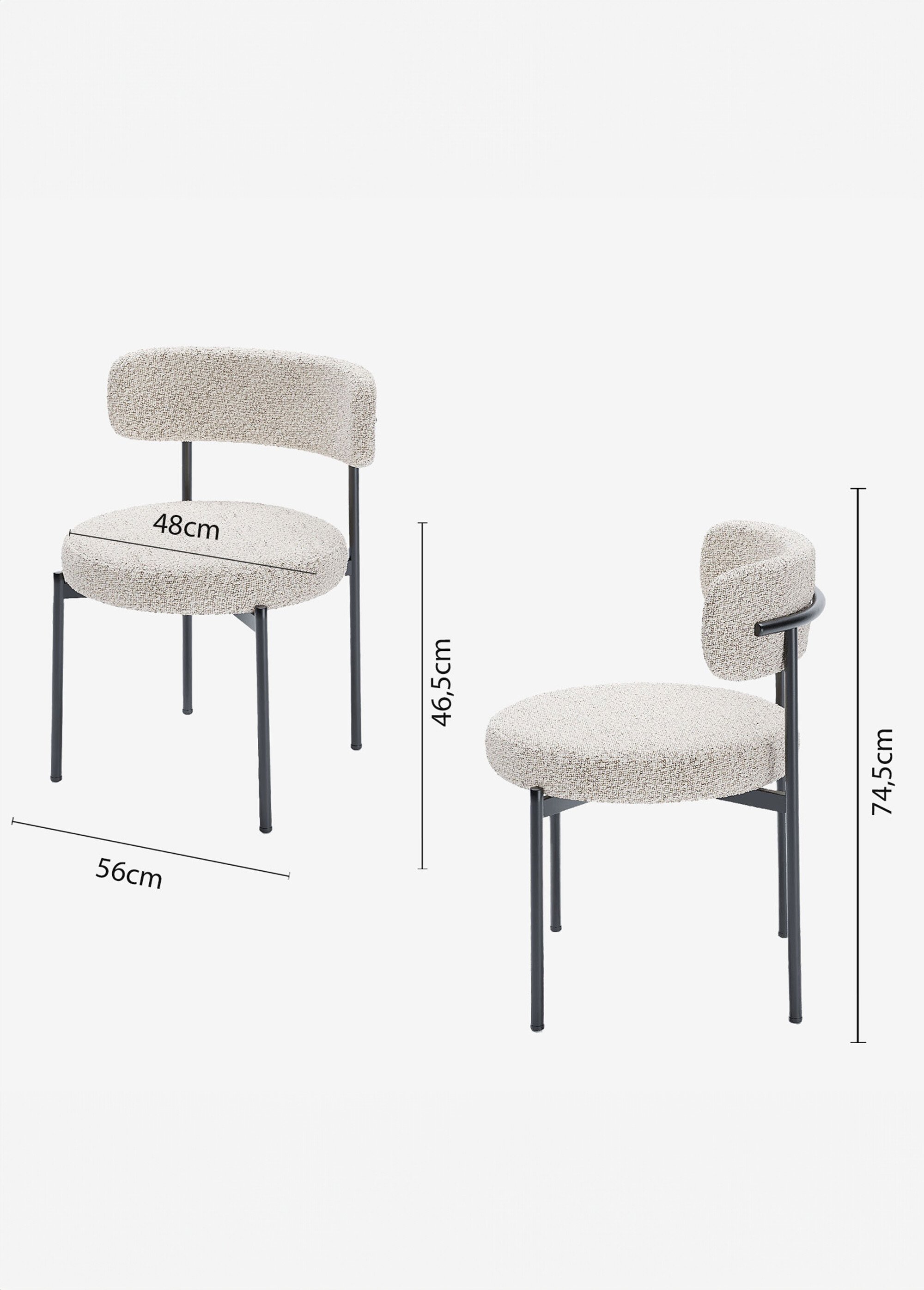 Chaises confortables avec dossier rembourré GRIS POT-SCARLETT DE2