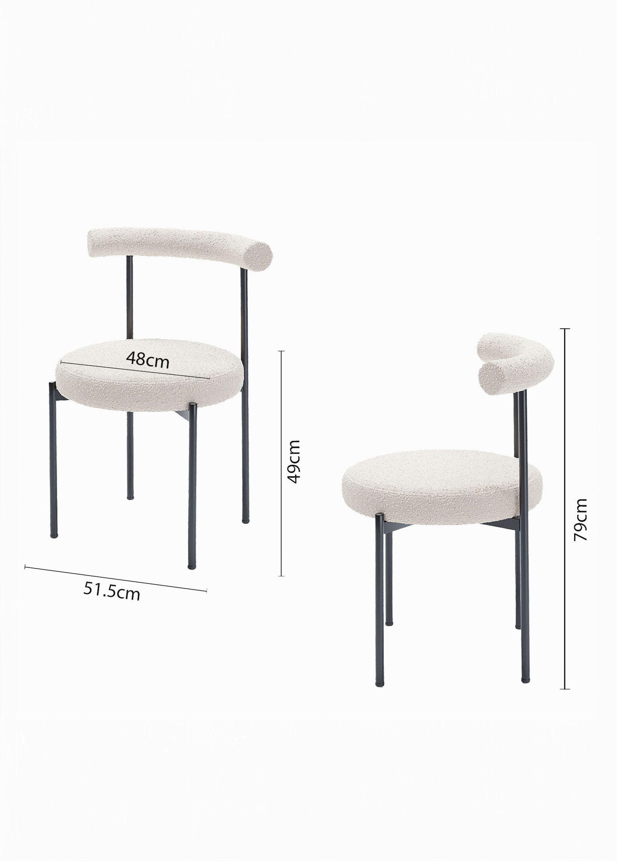 Chaises design, assise et dossier tissu BLANC POT-JULIA DE1