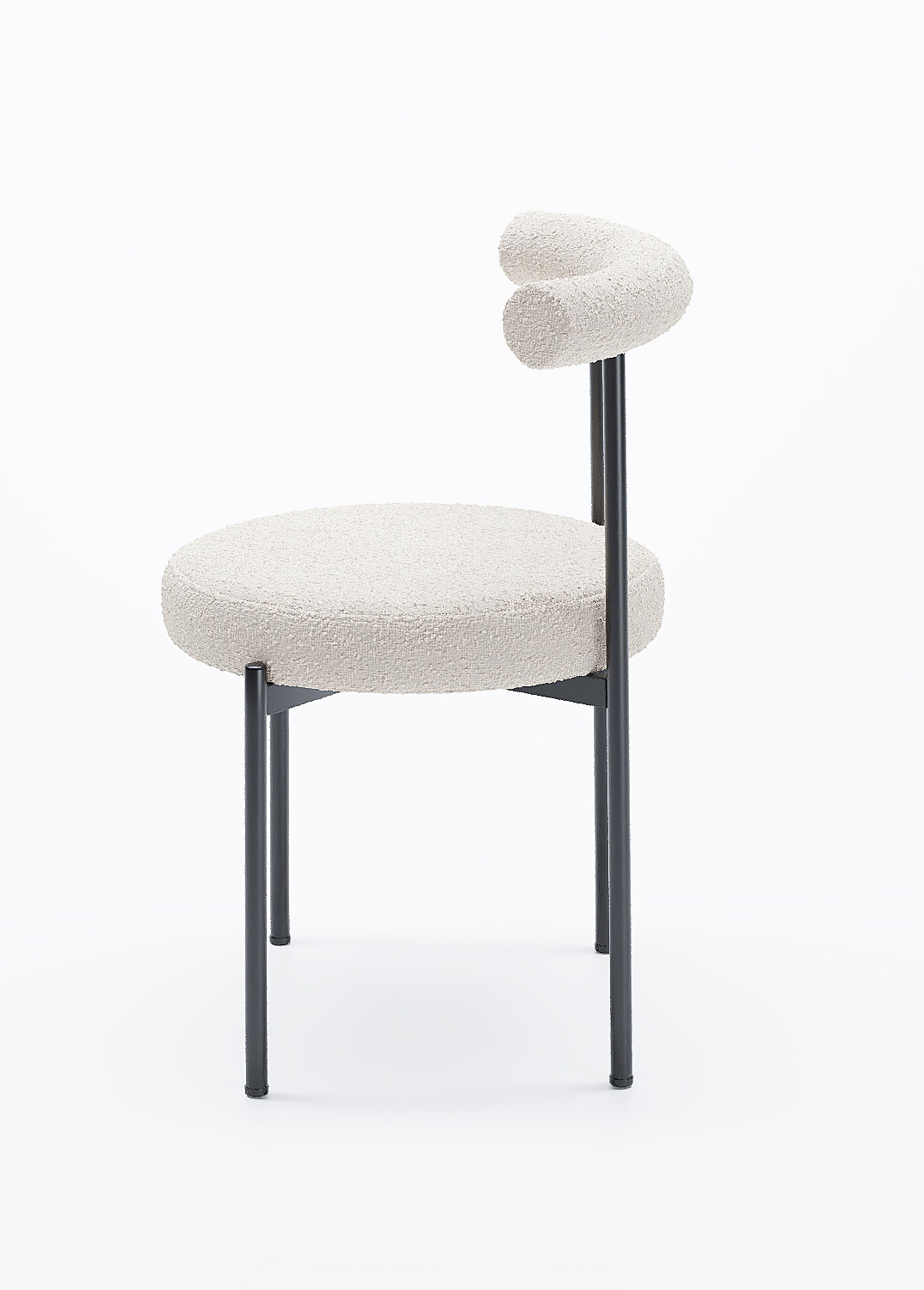 Chaises design, assise et dossier tissu BLANC POT-JULIA DR1