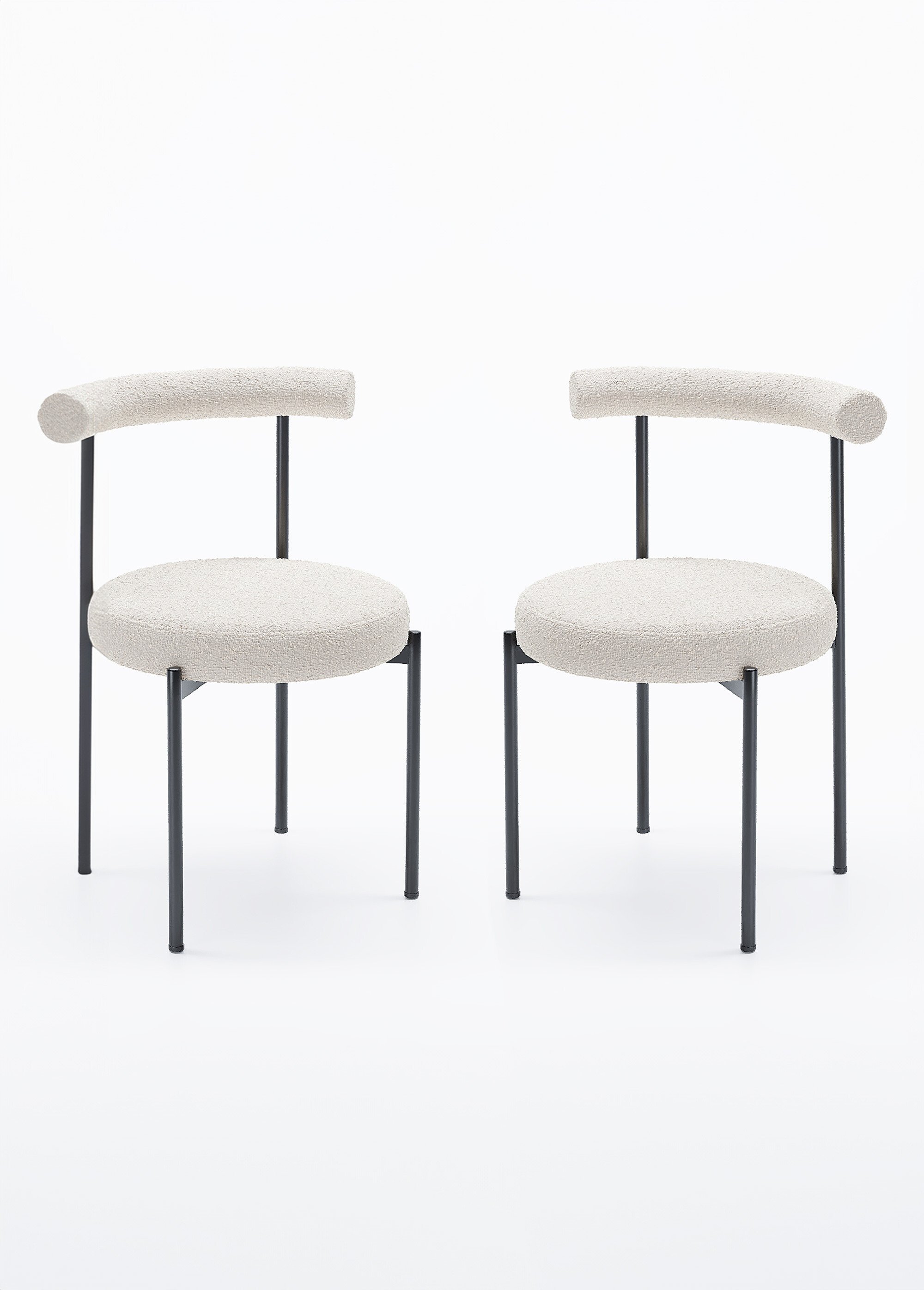 Chaises design, assise et dossier tissu BLANC POT-JULIA FA1