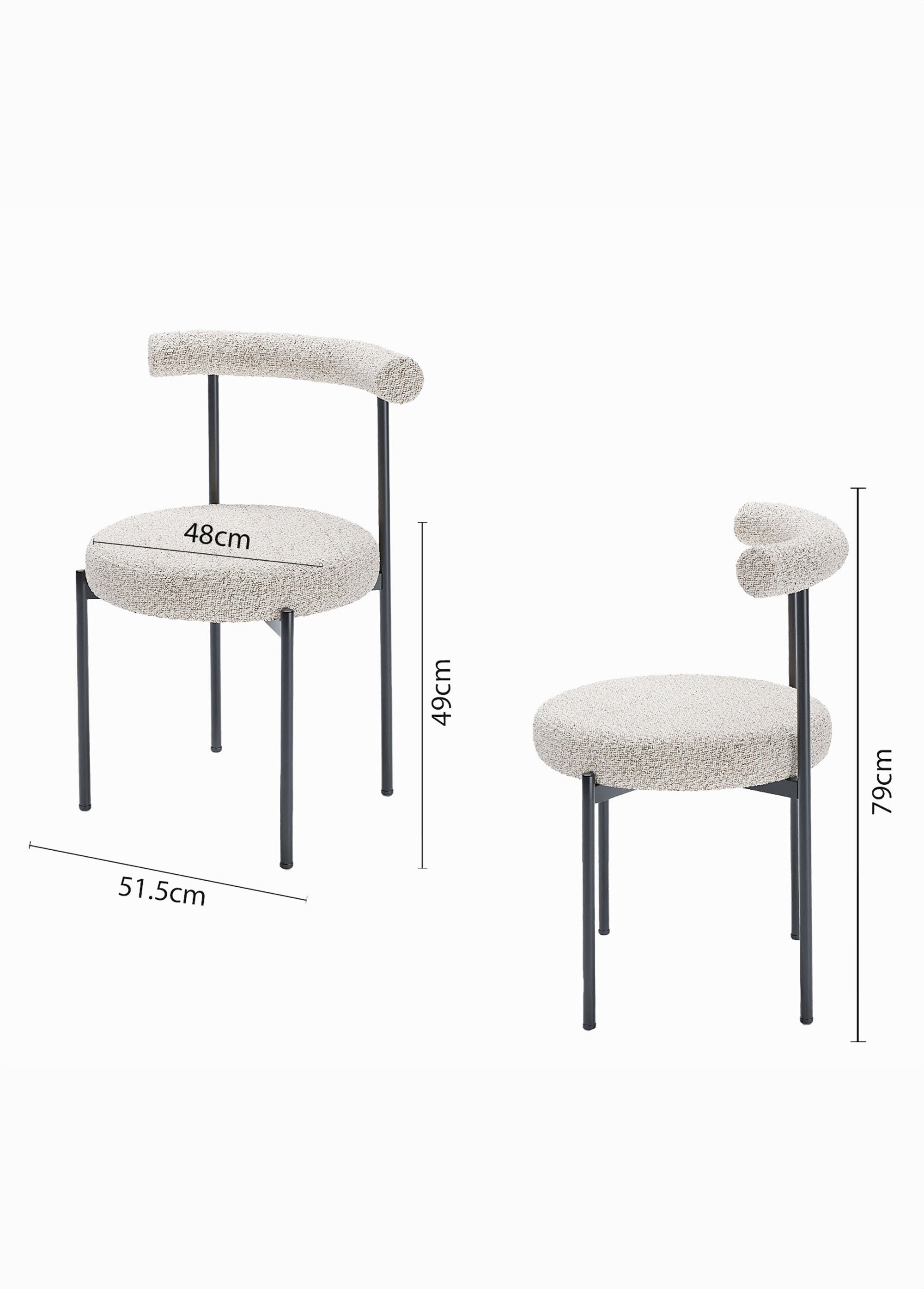 Chaises design, assise et dossier tissu GRIS POT-JULIA DE1
