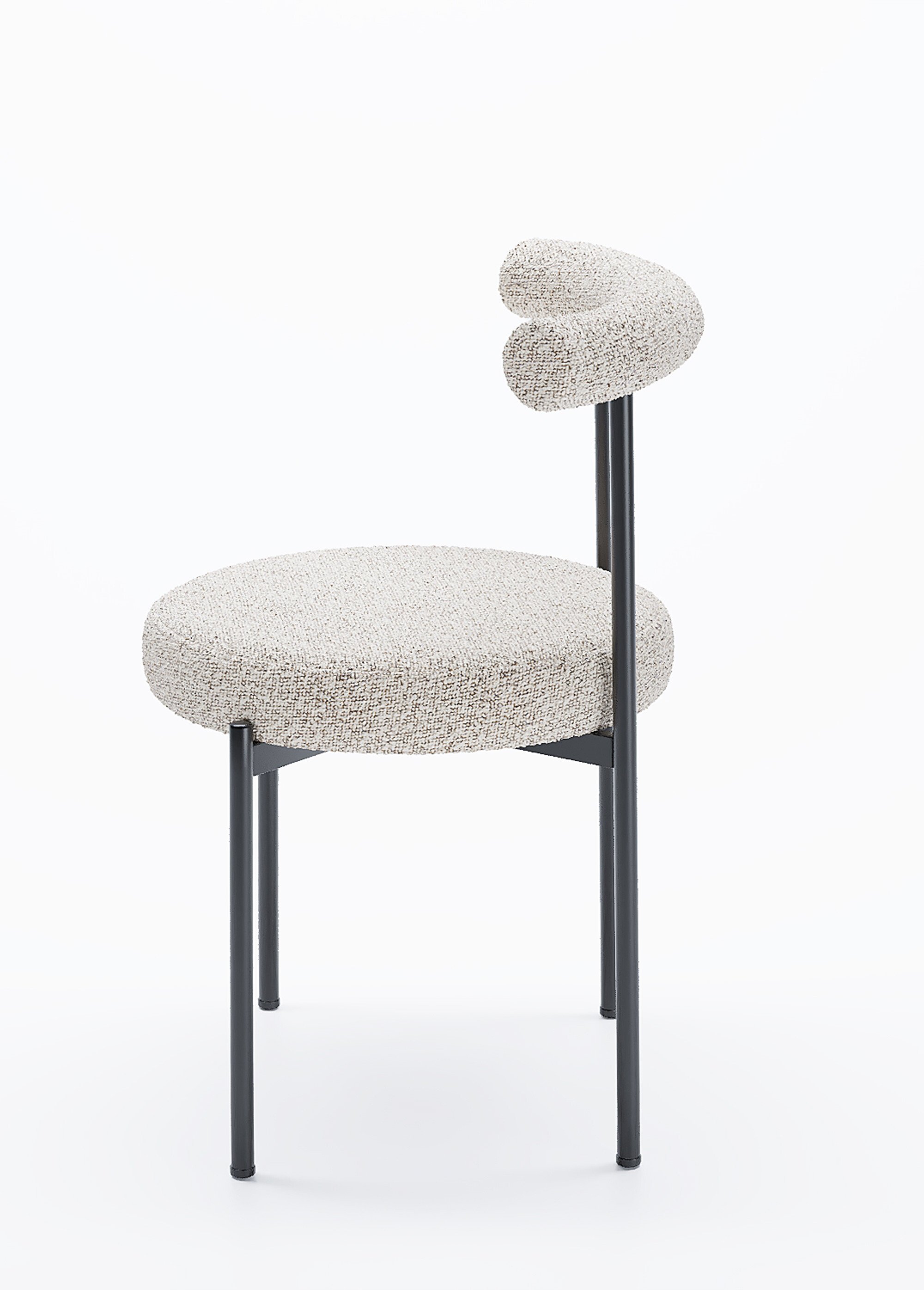 Chaises design, assise et dossier tissu GRIS POT-JULIA DR1